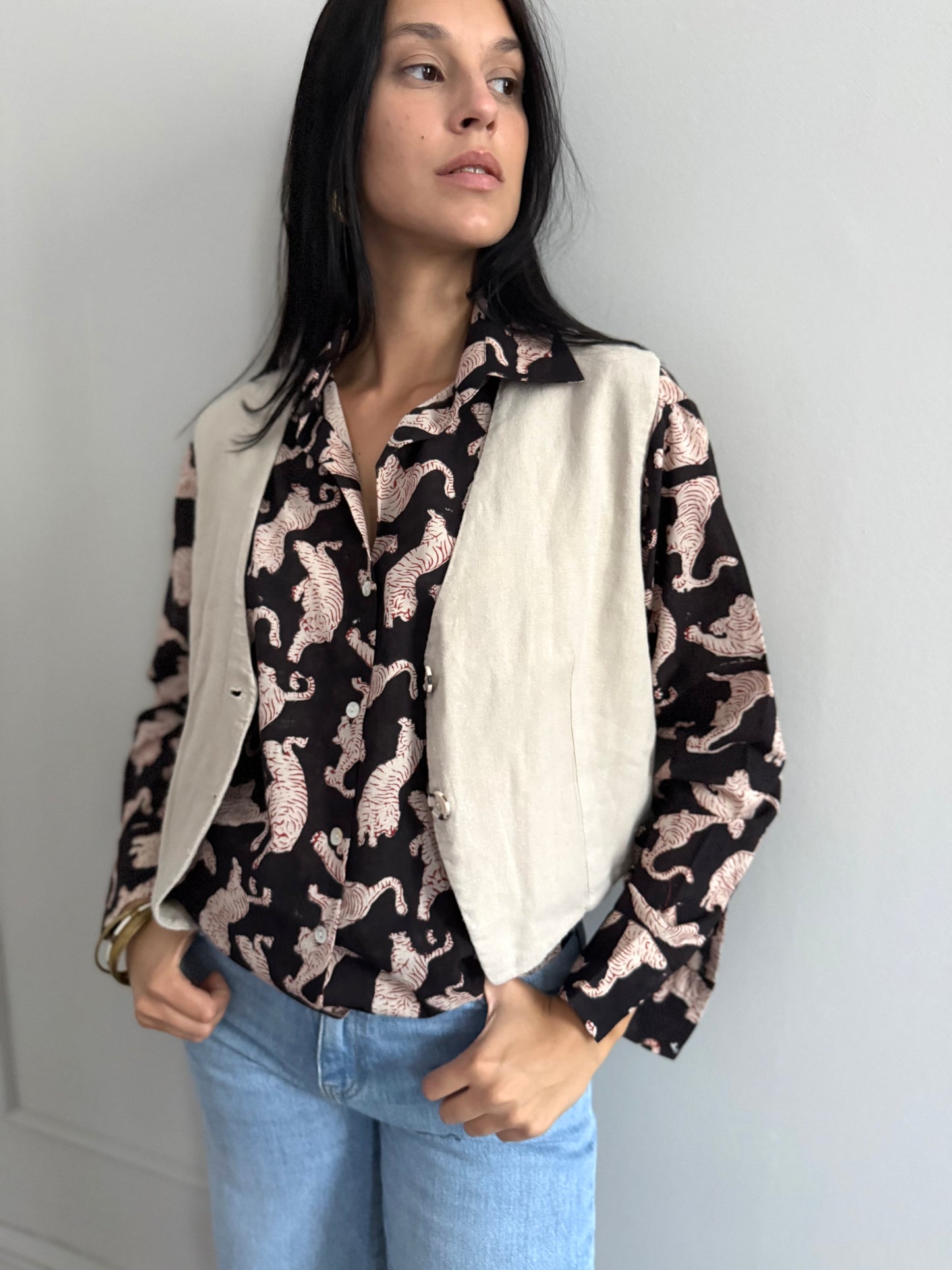 Cotton Shirt - Chinese Tiger Black