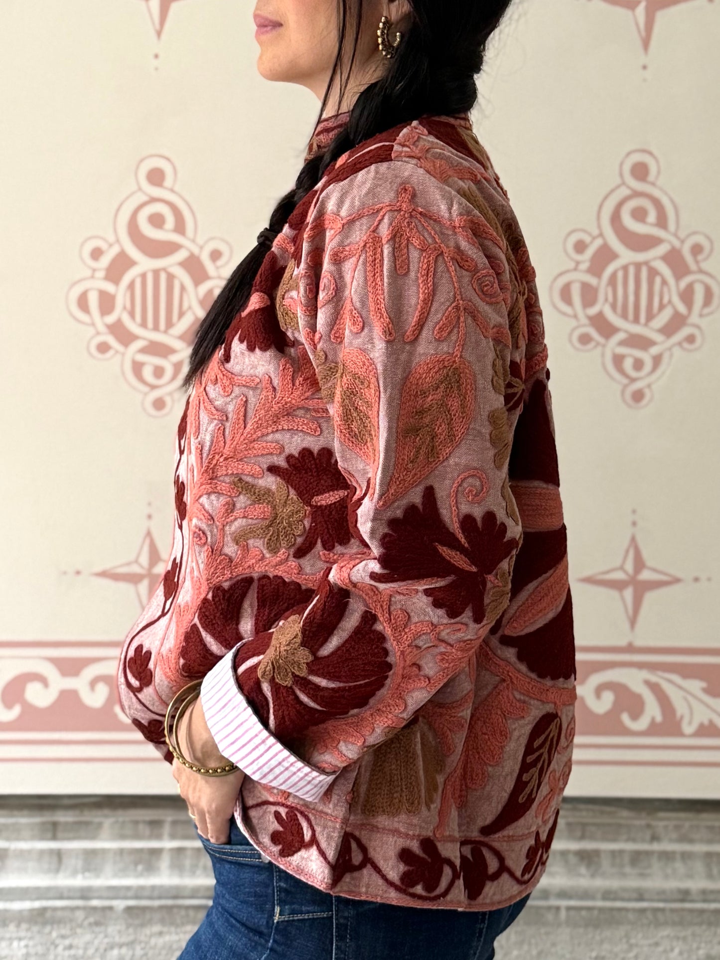 Cotton Suzani Jacket Embroidered Reversible