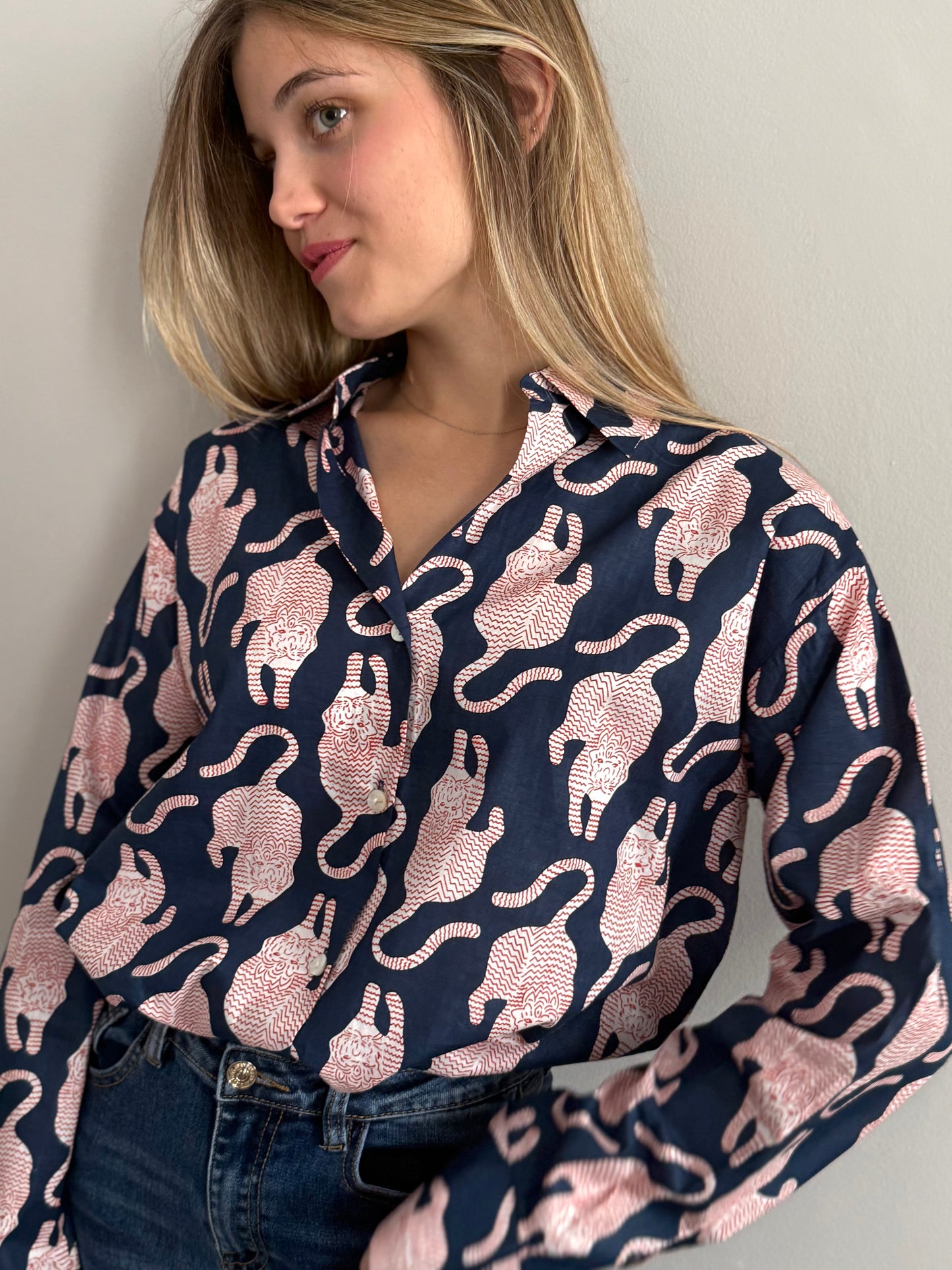 Cotton Shirt - Tibetan Tiger Blue