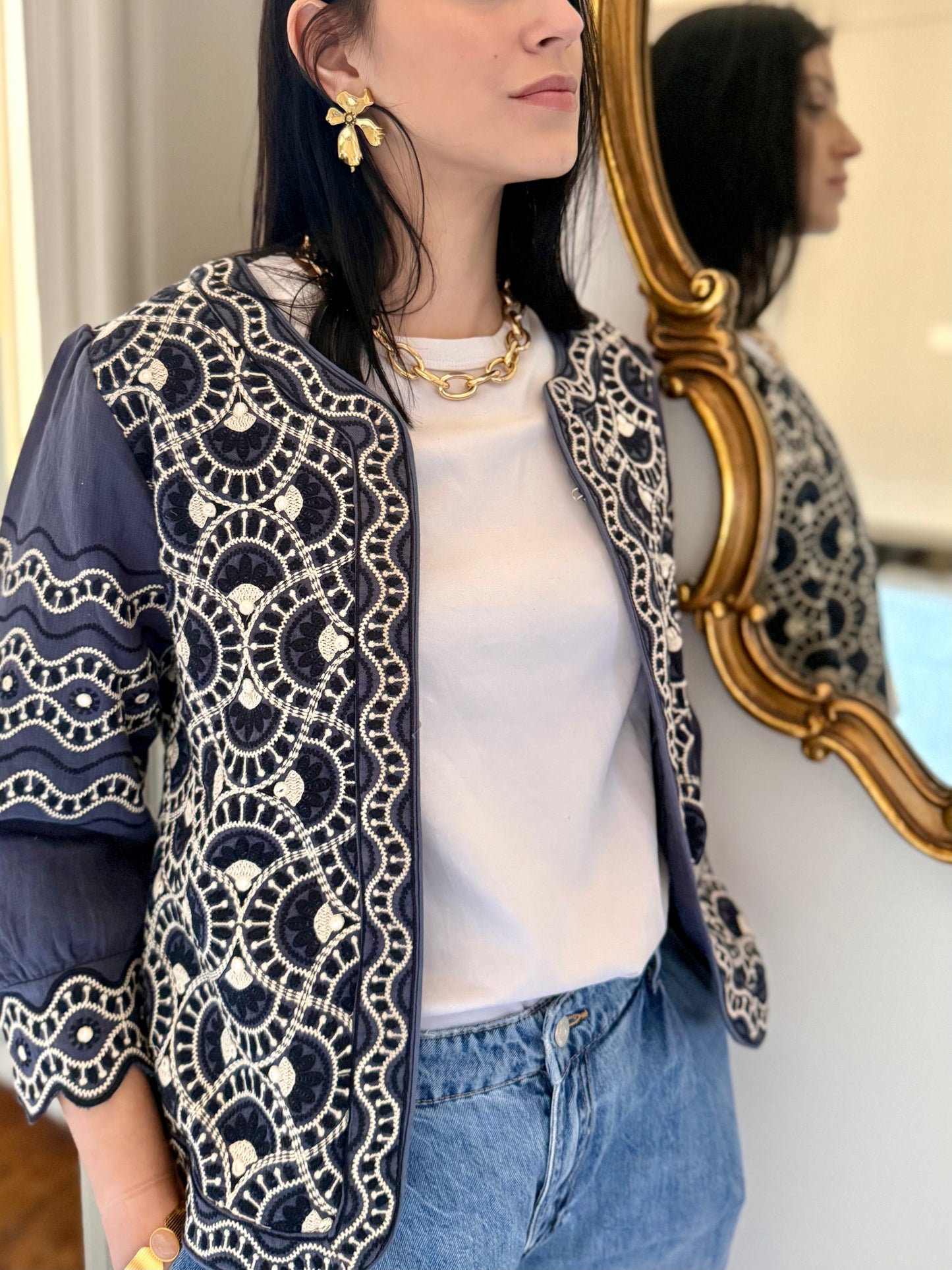 Leila Jacket Embroidered - Blue
