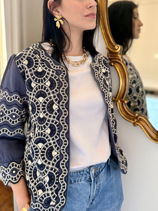 Leila Jacket Embroidered - Blue