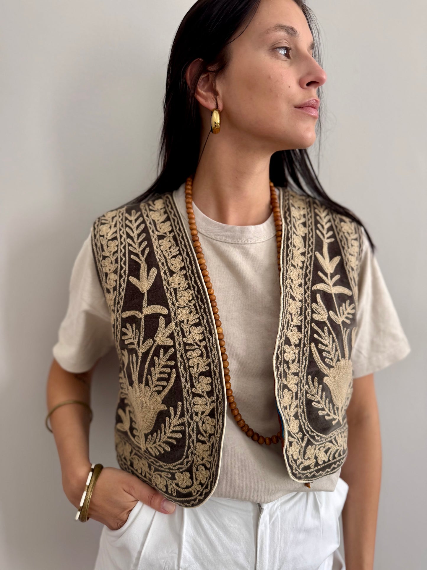 Velvet Boho Embroidered Vest