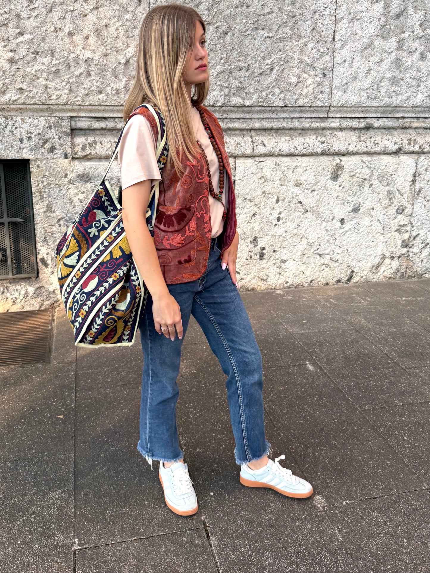 Velvet Boho Embroidered Vest Gilet