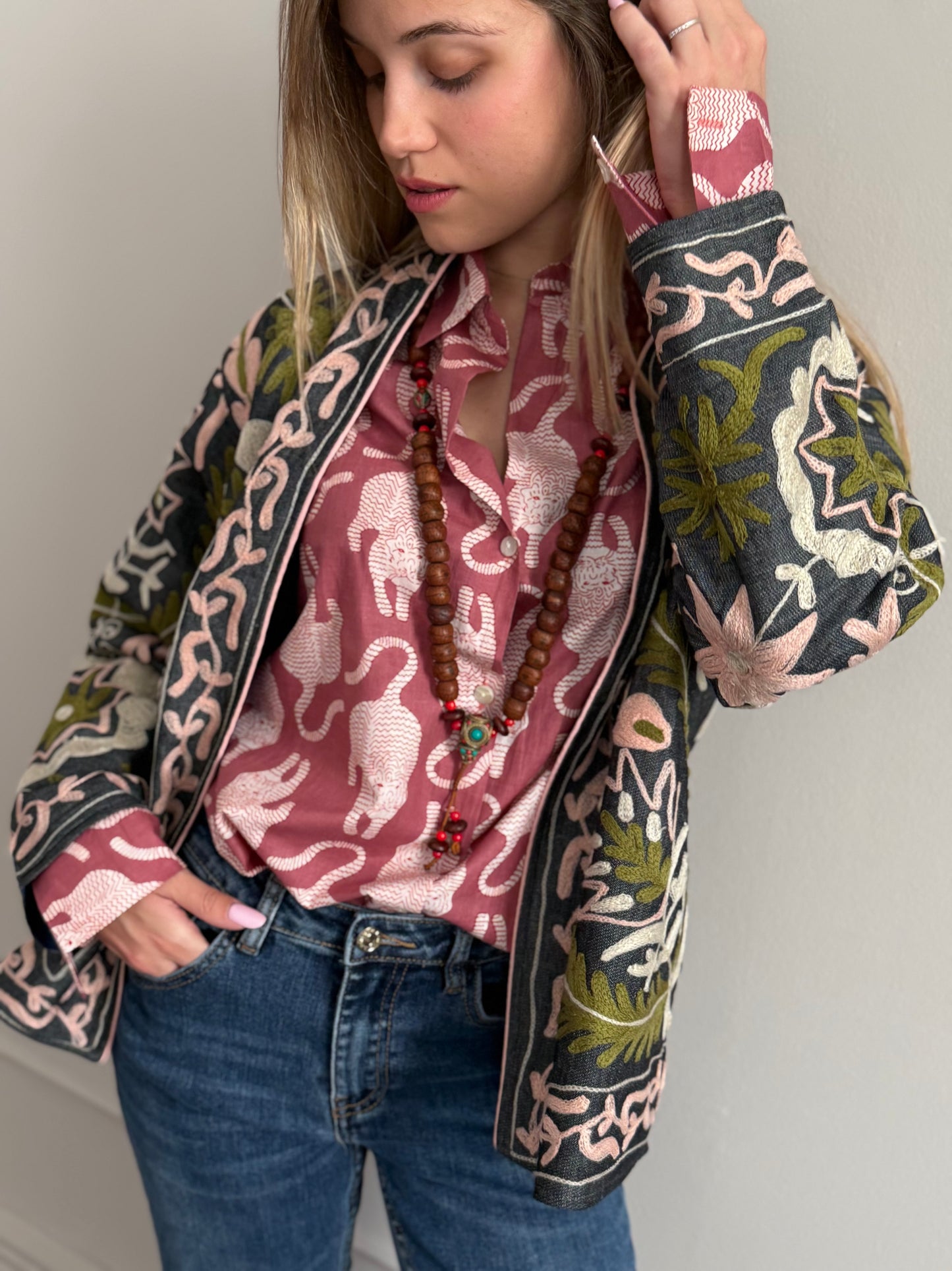 Denim Suzani Jacket Embroidered - limited edition