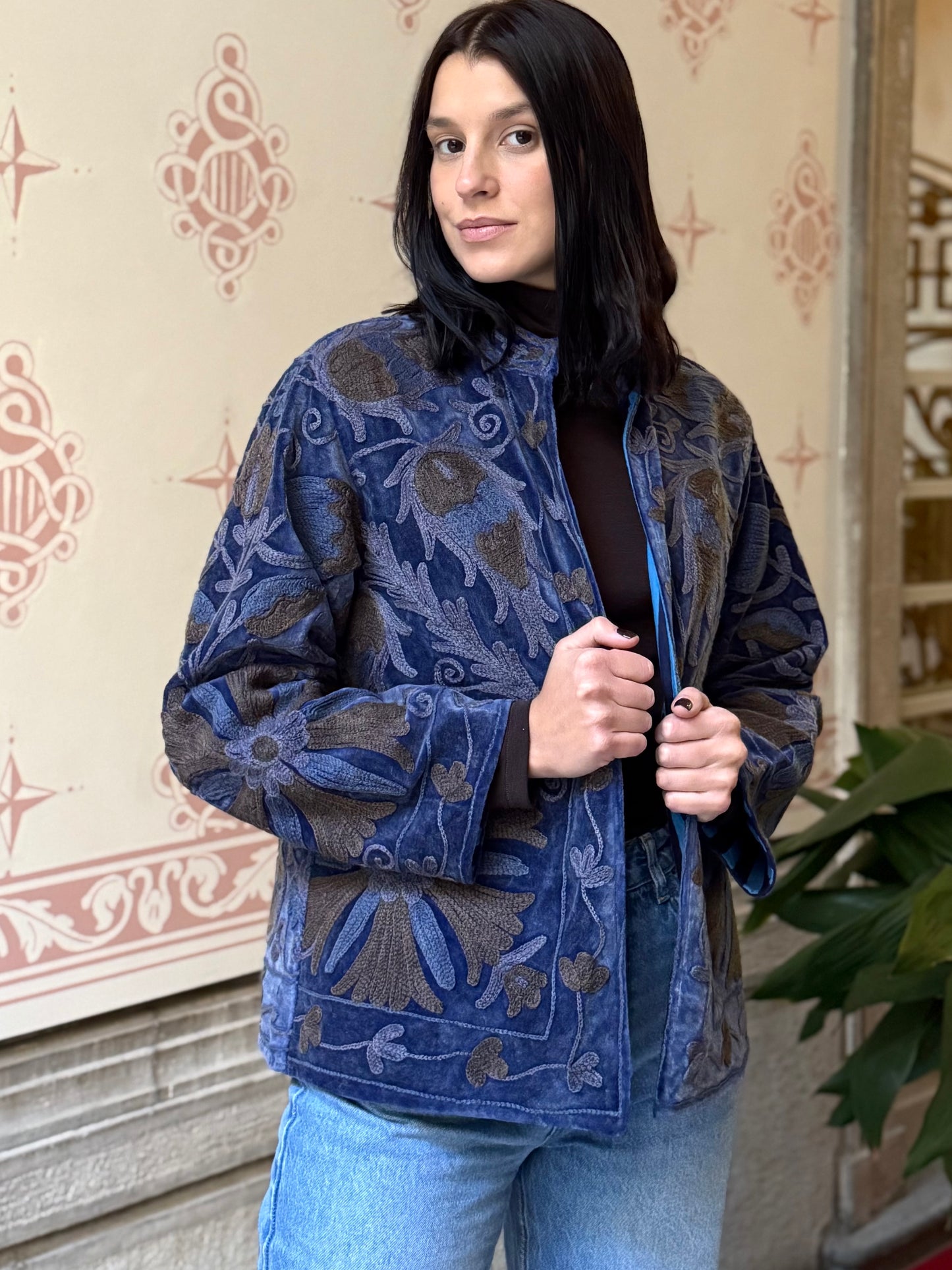 Velvet Jacket Stone Washed - Blue Large