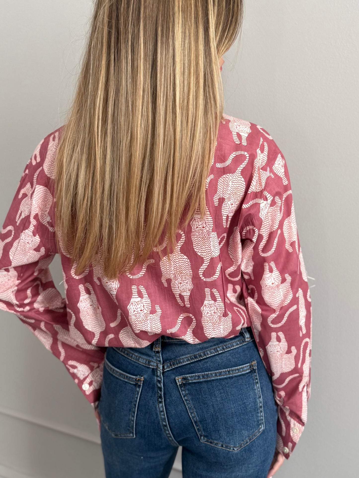 Cotton Shirt - Tibetan Tiger Antique Pink