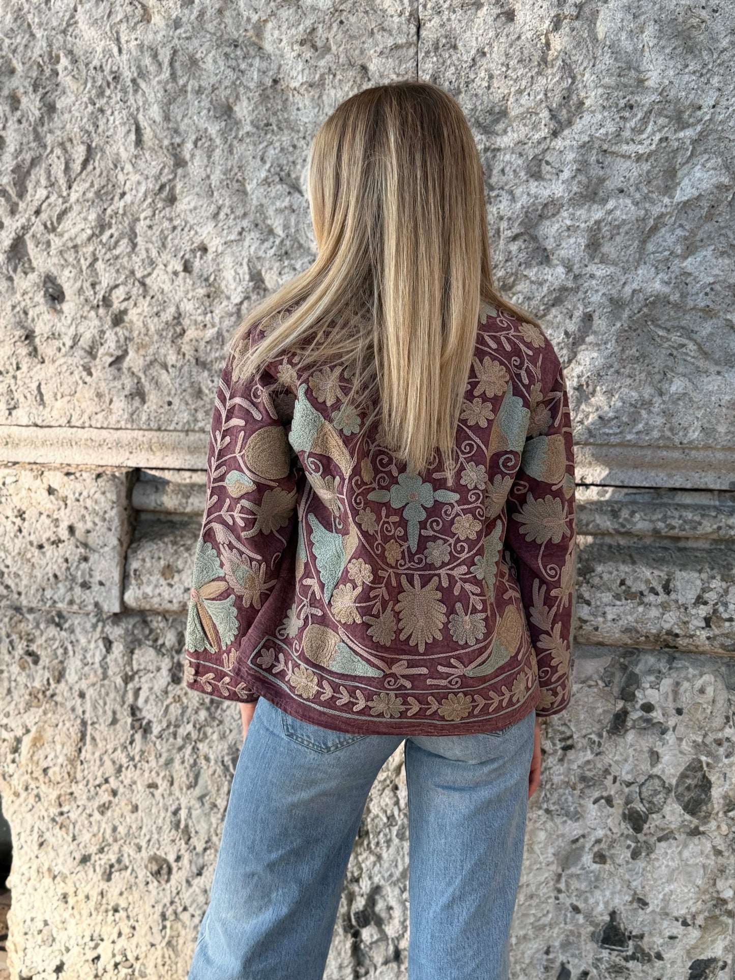Cotton Stone Washed Suzani Jacket Embroidered
