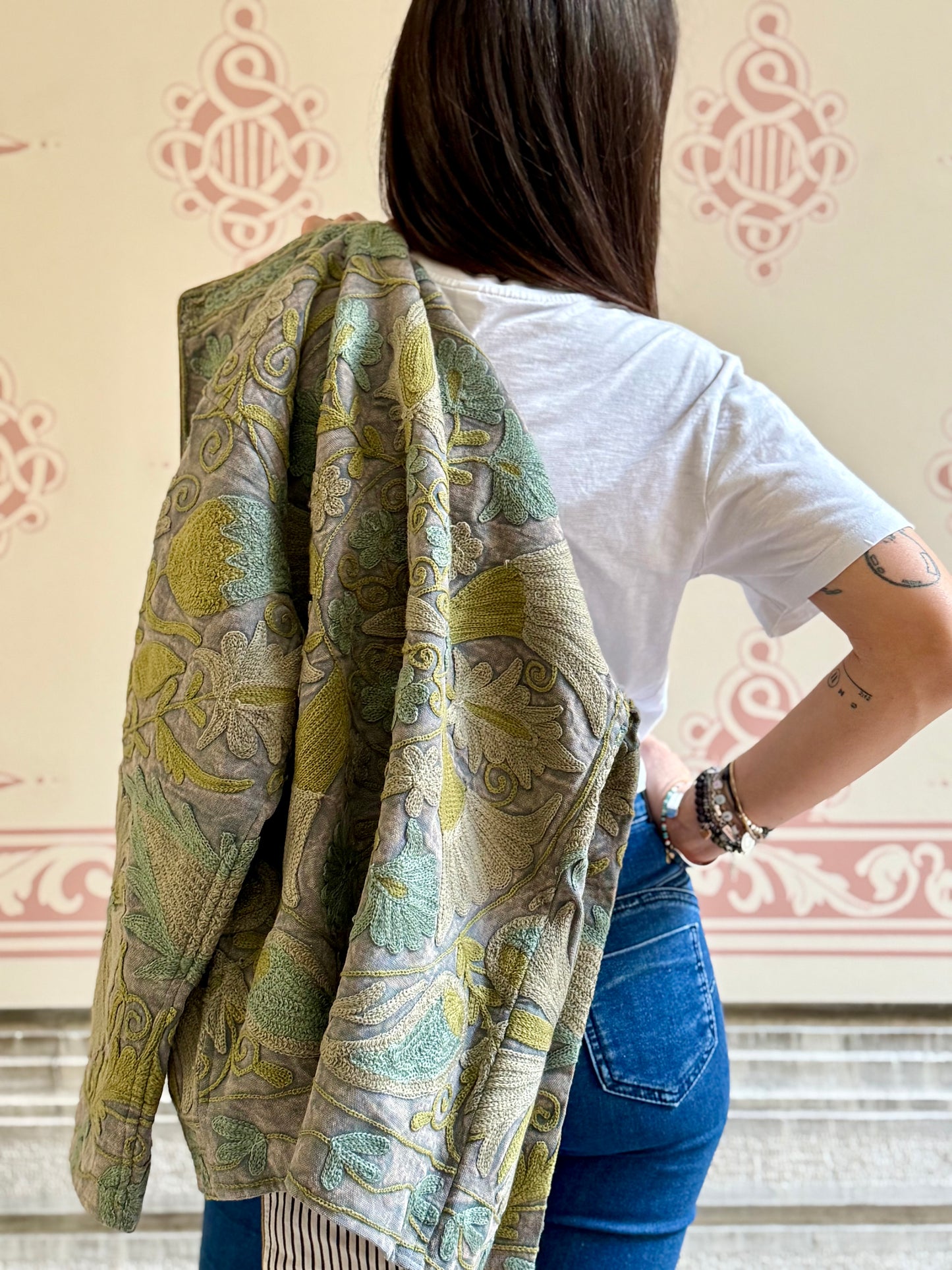 Cotton Suzani Jacket Embroidered Reversible