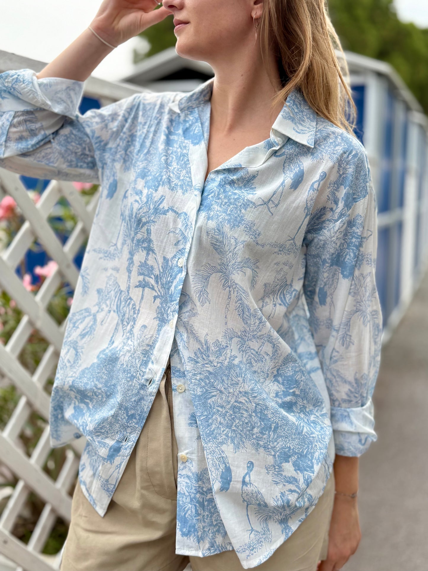 Lightweight Cotton Shirt - Jungle Light Blue