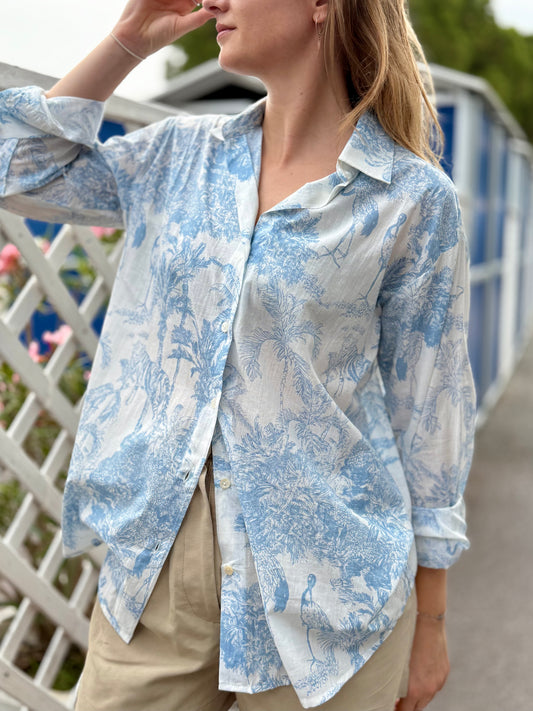 Lightweight Cotton Shirt - Jungle Light Blue