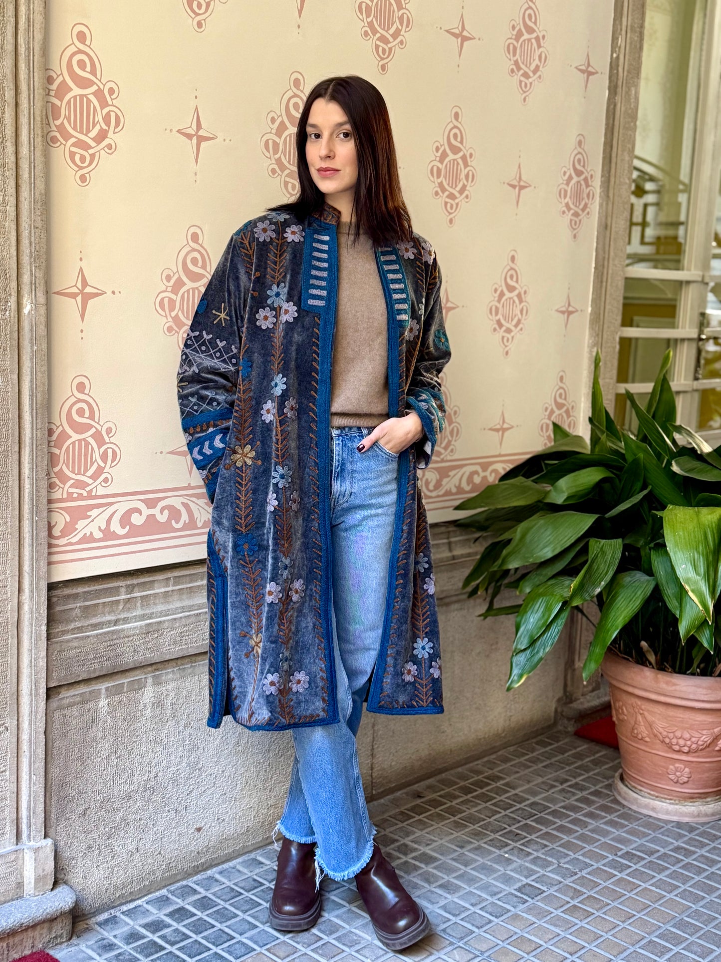 Velvet Embroidered Coat