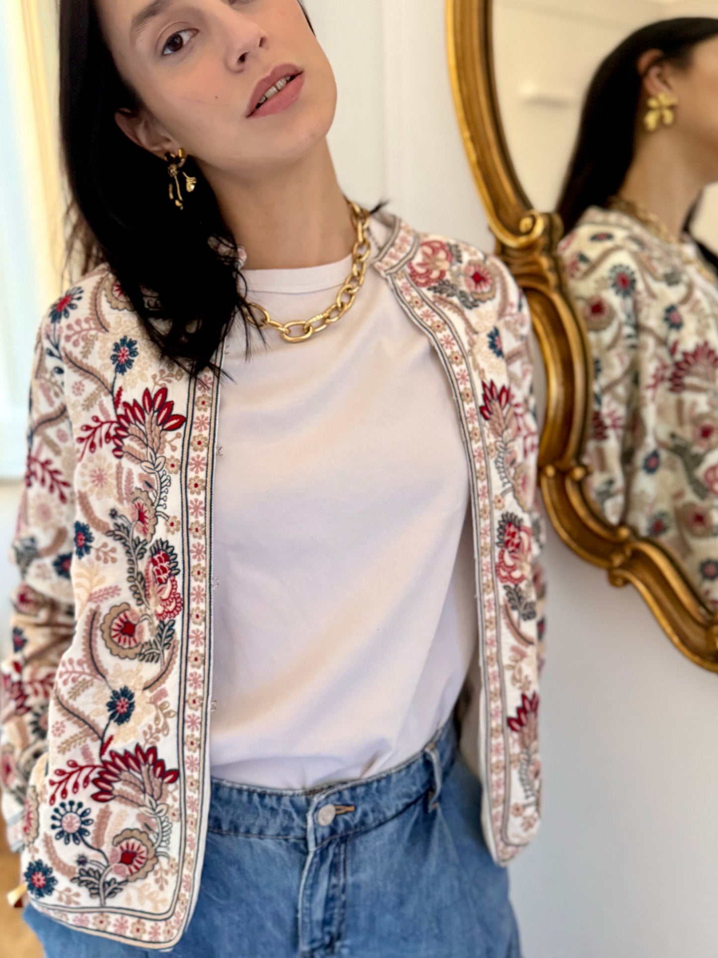 Leila Jacket Embroidered - White