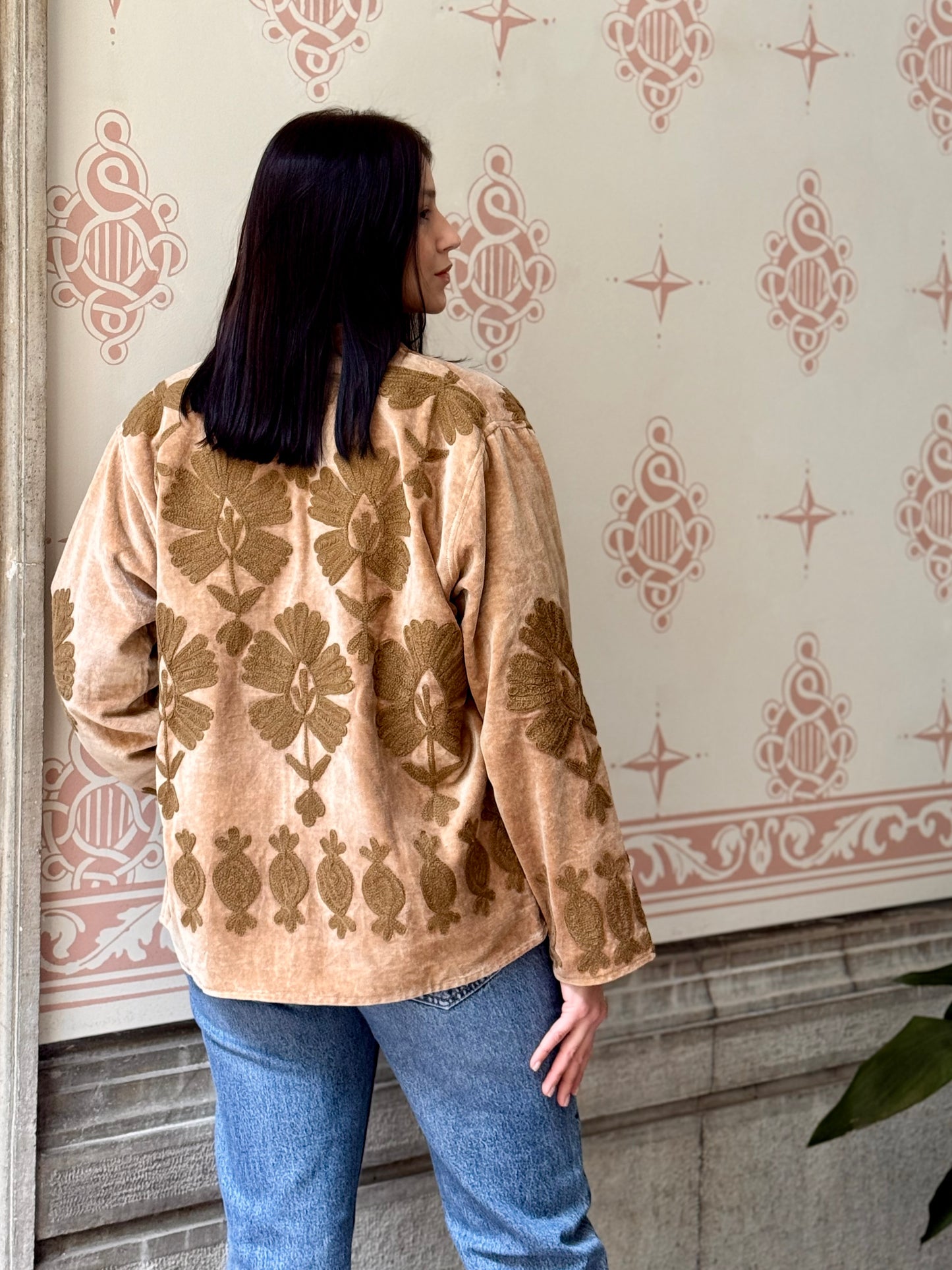 Flower Velvet Jacket - Cream