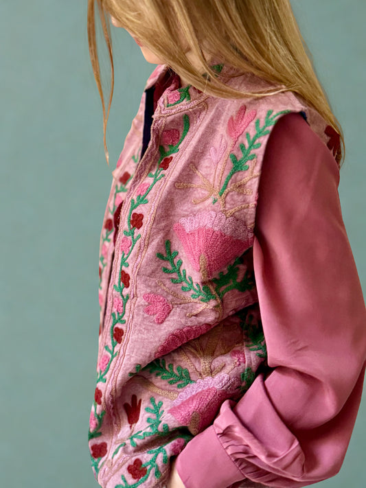 Gilet Suzani in cotone ricamato 