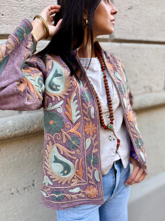 Cotton Stone Washed Suzani Jacket Embroidered
