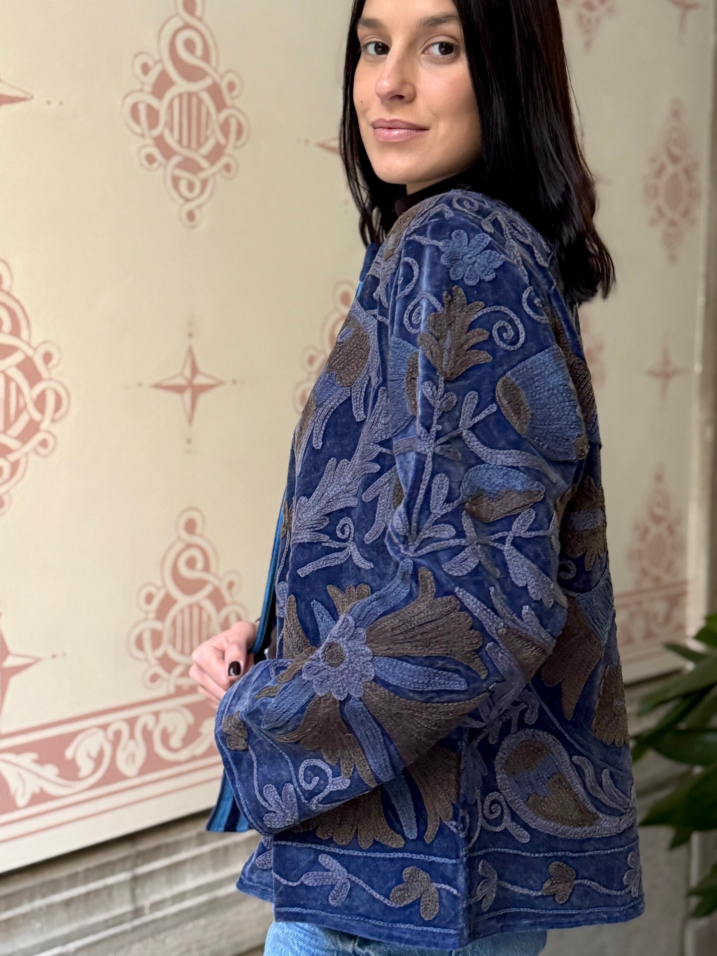 Velvet Jacket Stone Washed - Blue Large