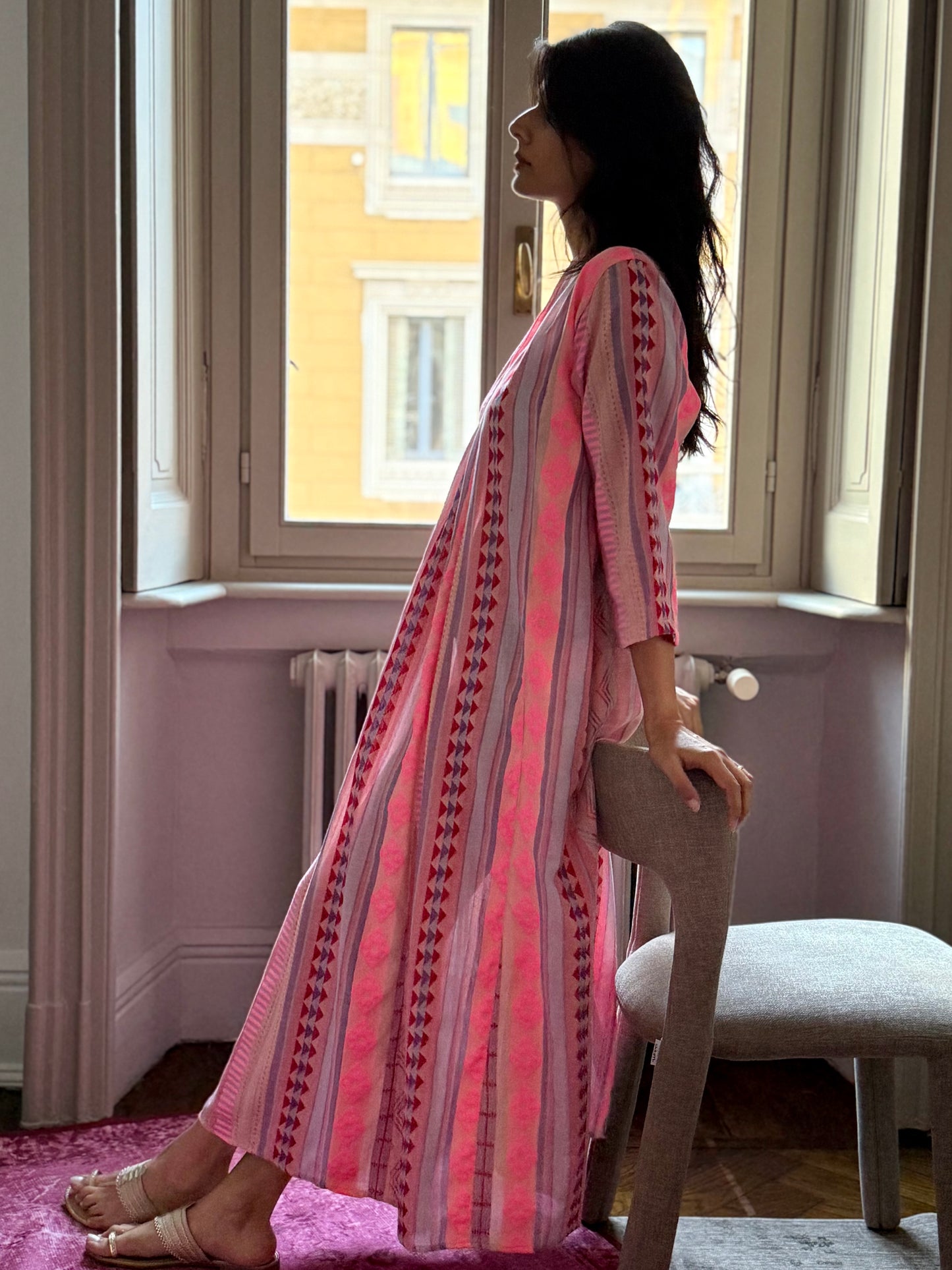 Eve Long dress in Jacquard fabric
