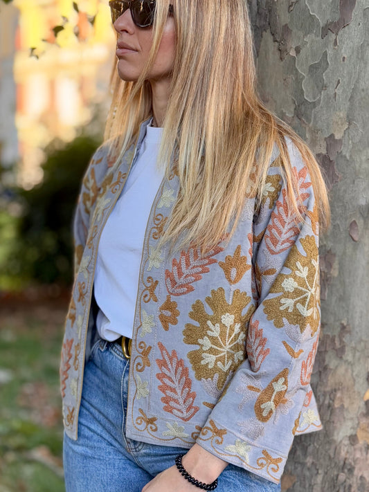 Cotton Suzani Jacket Embroidered Reversible