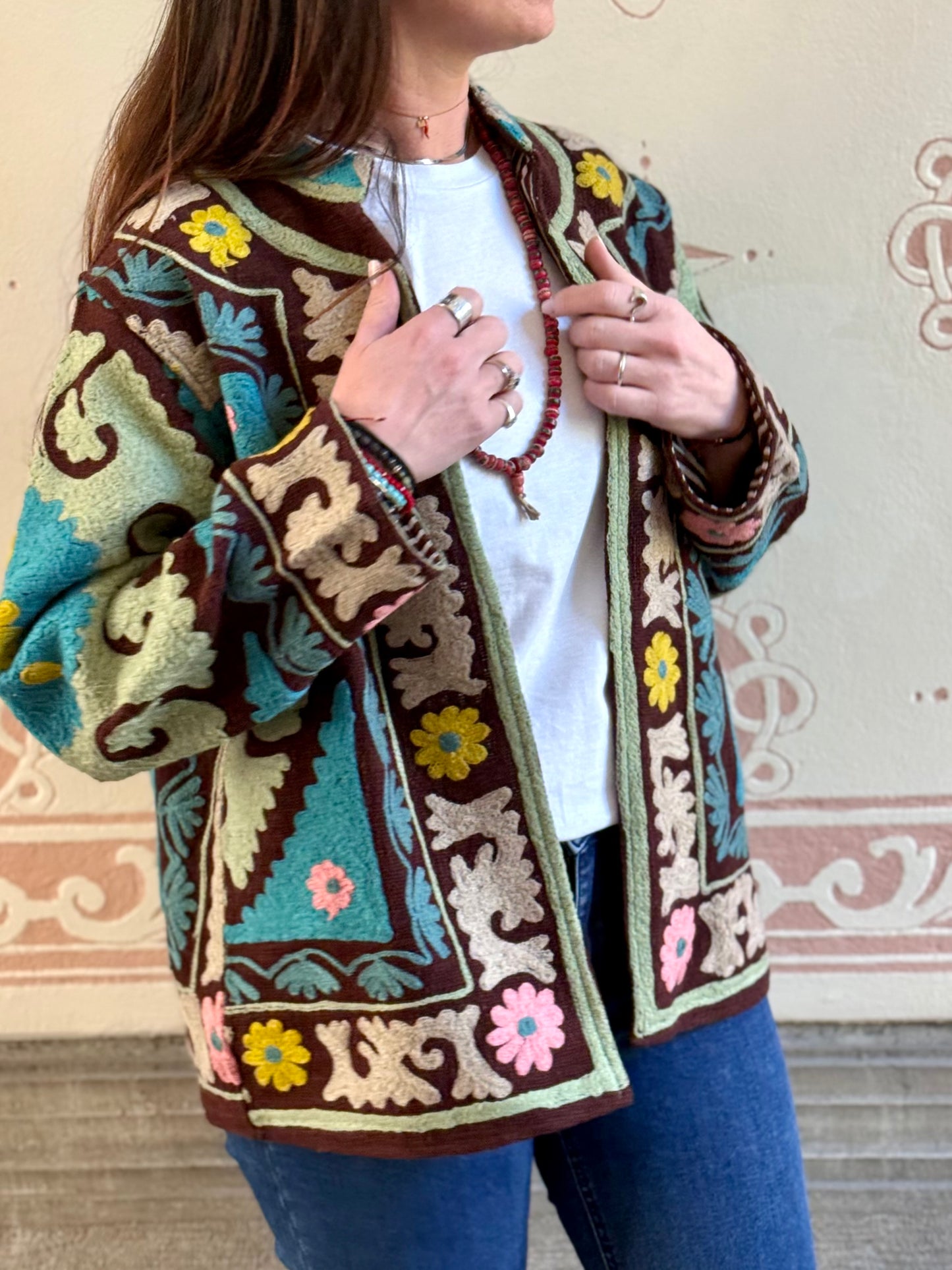 Cotton Suzani Jacket Embroidered Reversible