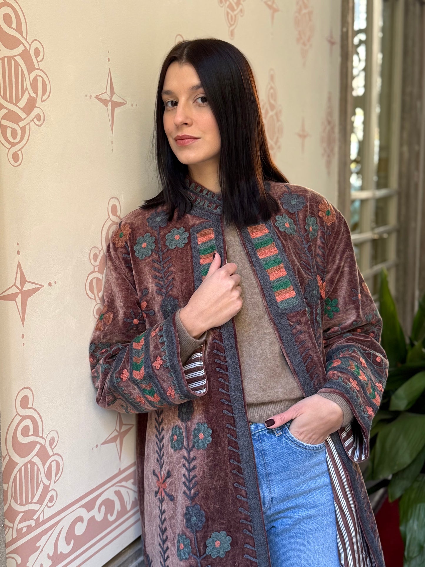 Velvet Embroidered Coat