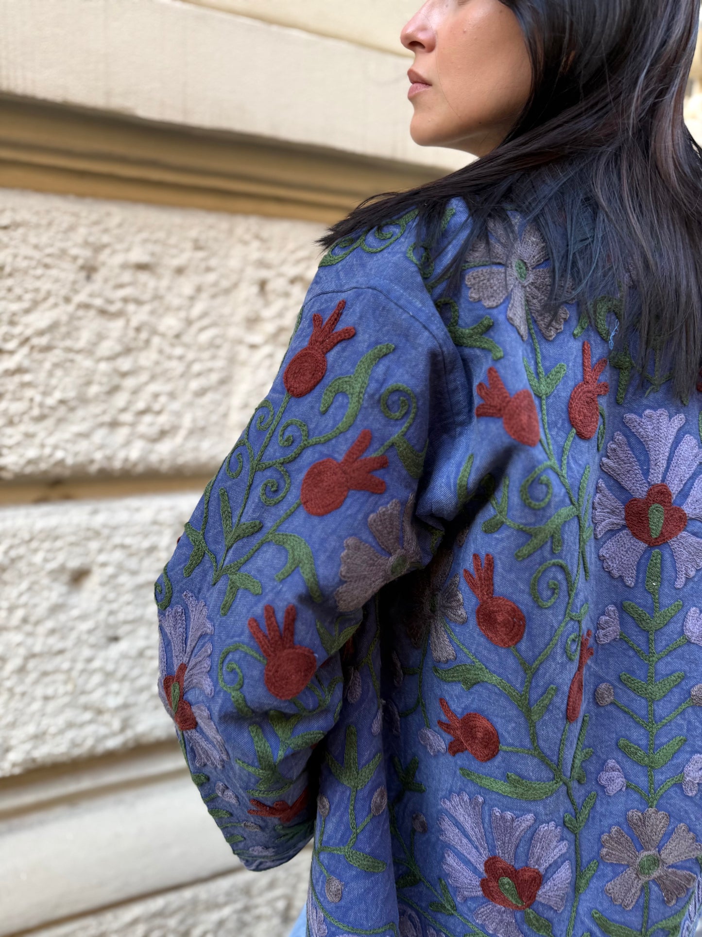 Cotton Stone Washed Suzani Jacket Embroidered