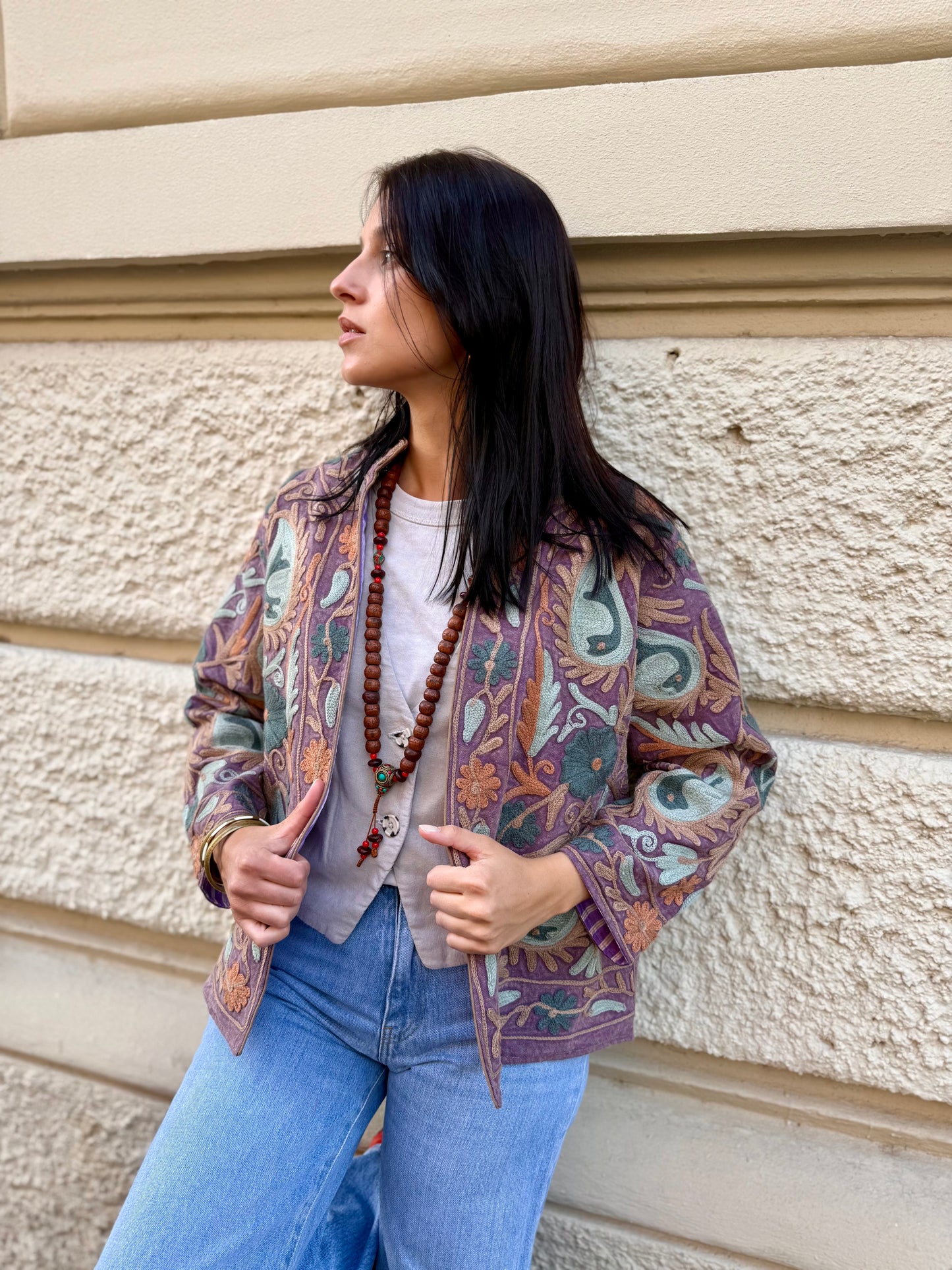 Cotton Stone Washed Suzani Jacket Embroidered