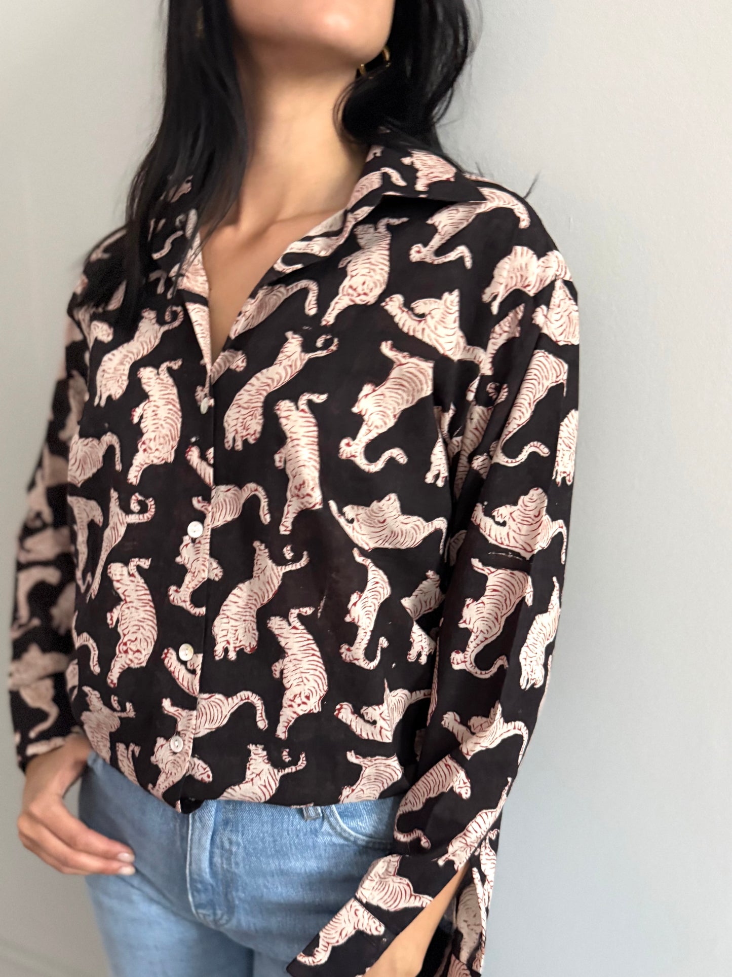 Cotton Shirt - Chinese Tiger Black