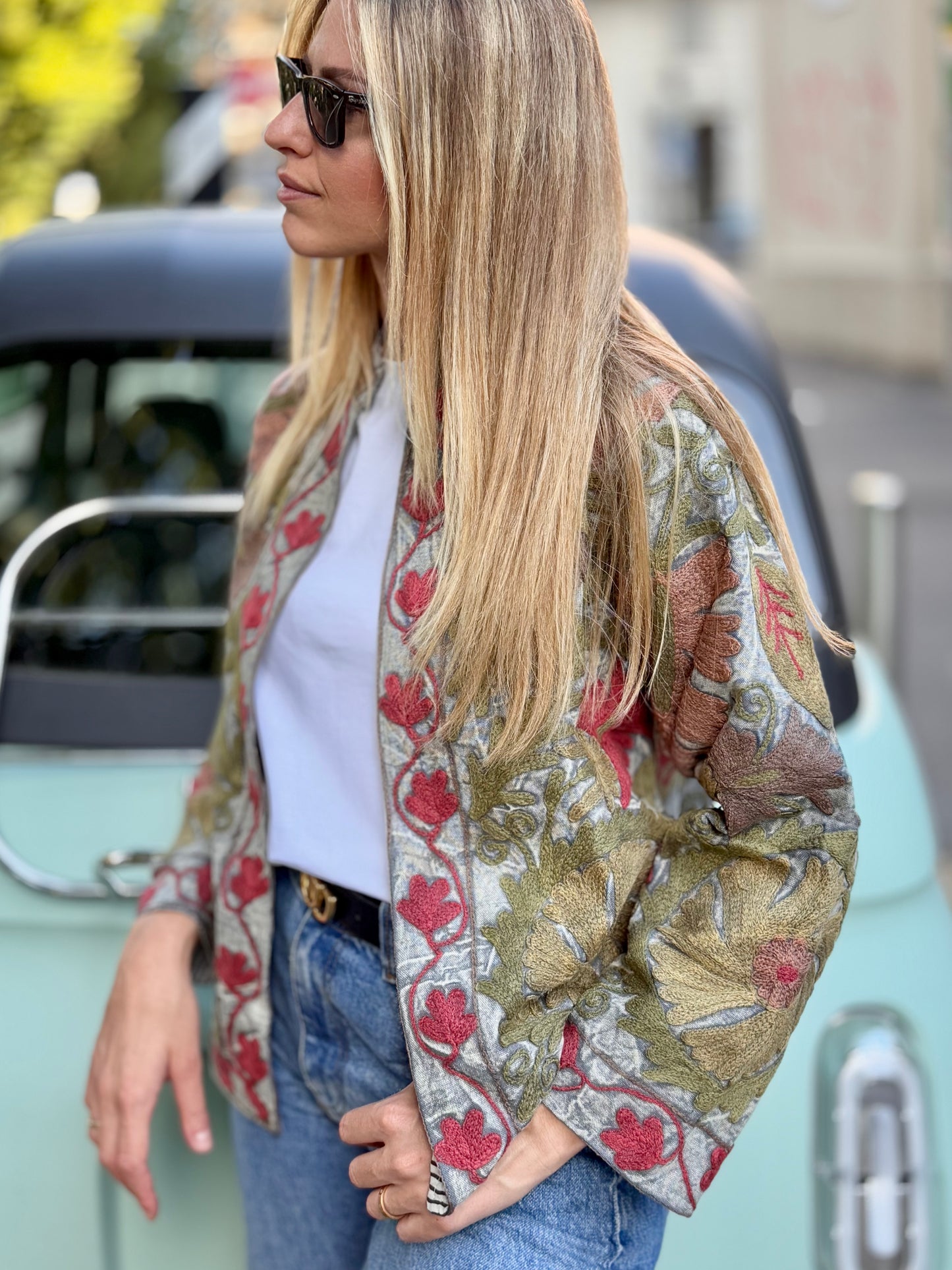 Cotton Suzani Jacket Embroidered Reversible