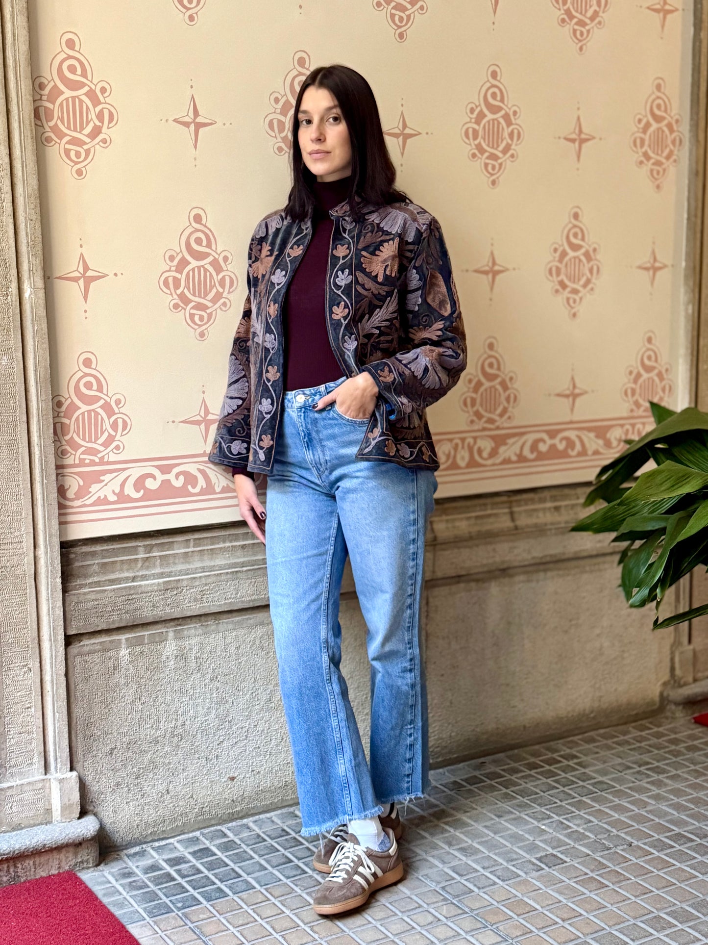 Velvet Jacket Stone Washed - Blue Large