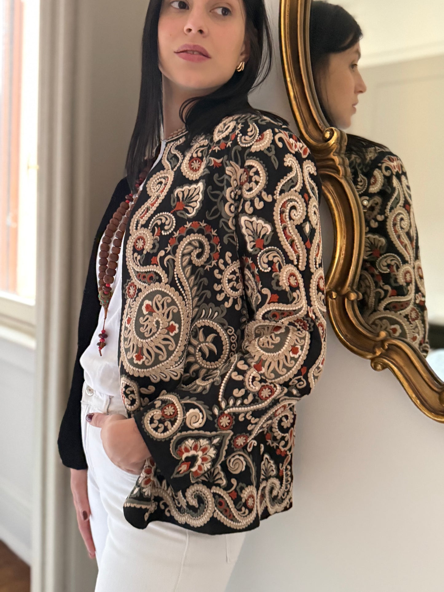 Leila Jacket Embroidered -  Black