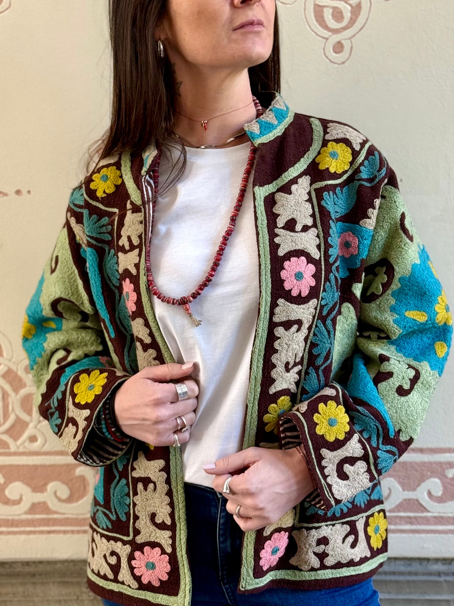 Cotton Suzani Jacket Embroidered Reversible