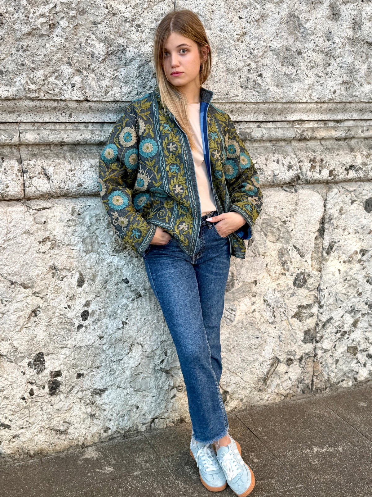 Denim Suzani Jacket Embroidered - limited edition