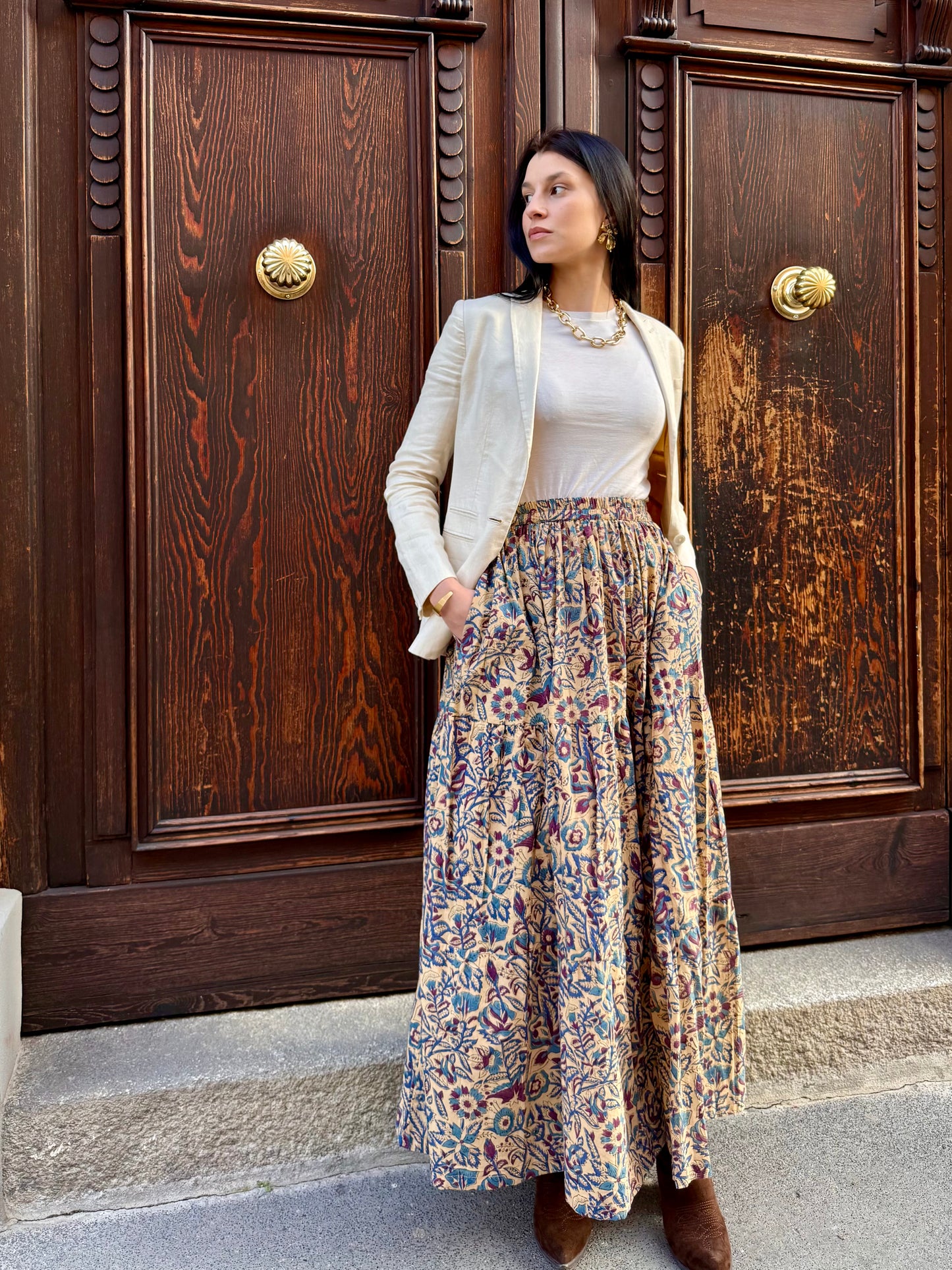 Eve Long Flounced Skirt