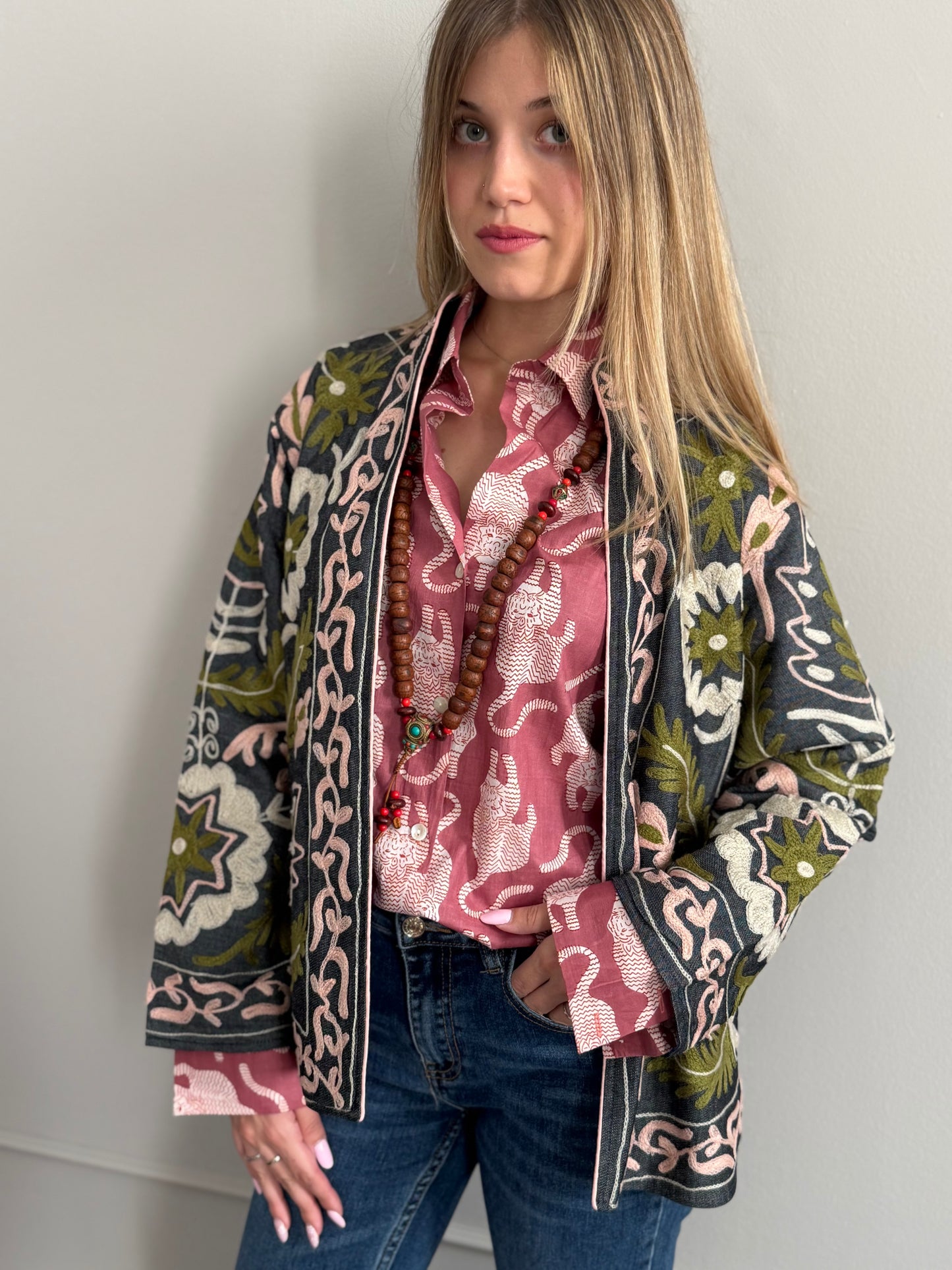 Denim Suzani Jacket Embroidered - limited edition