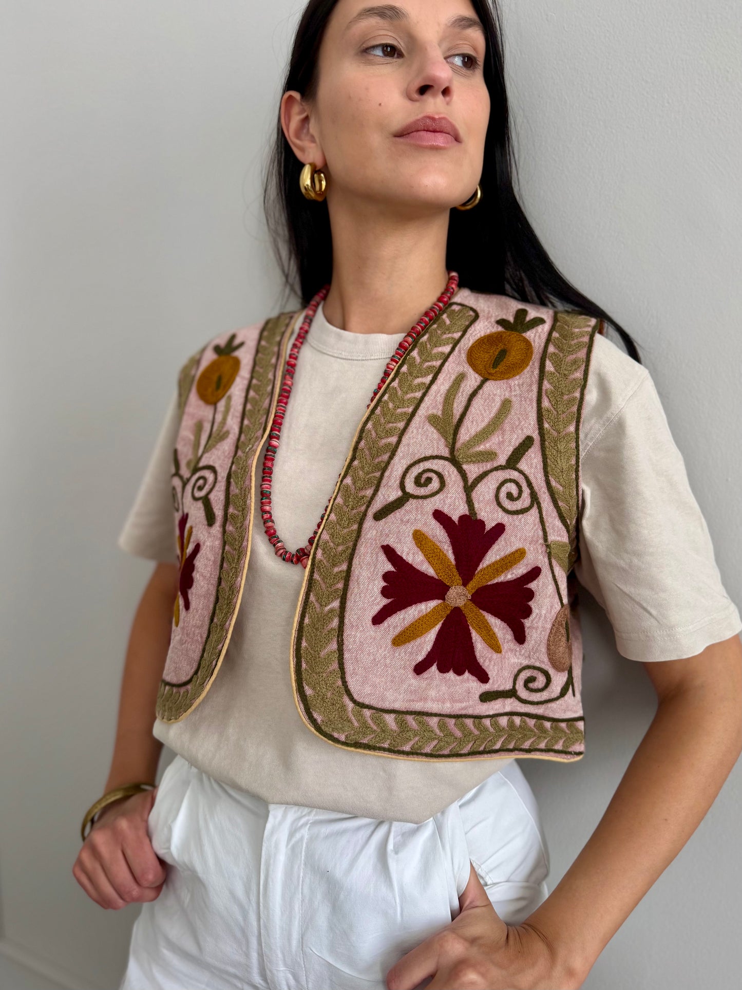 Cotton Boho Embroidered Vest