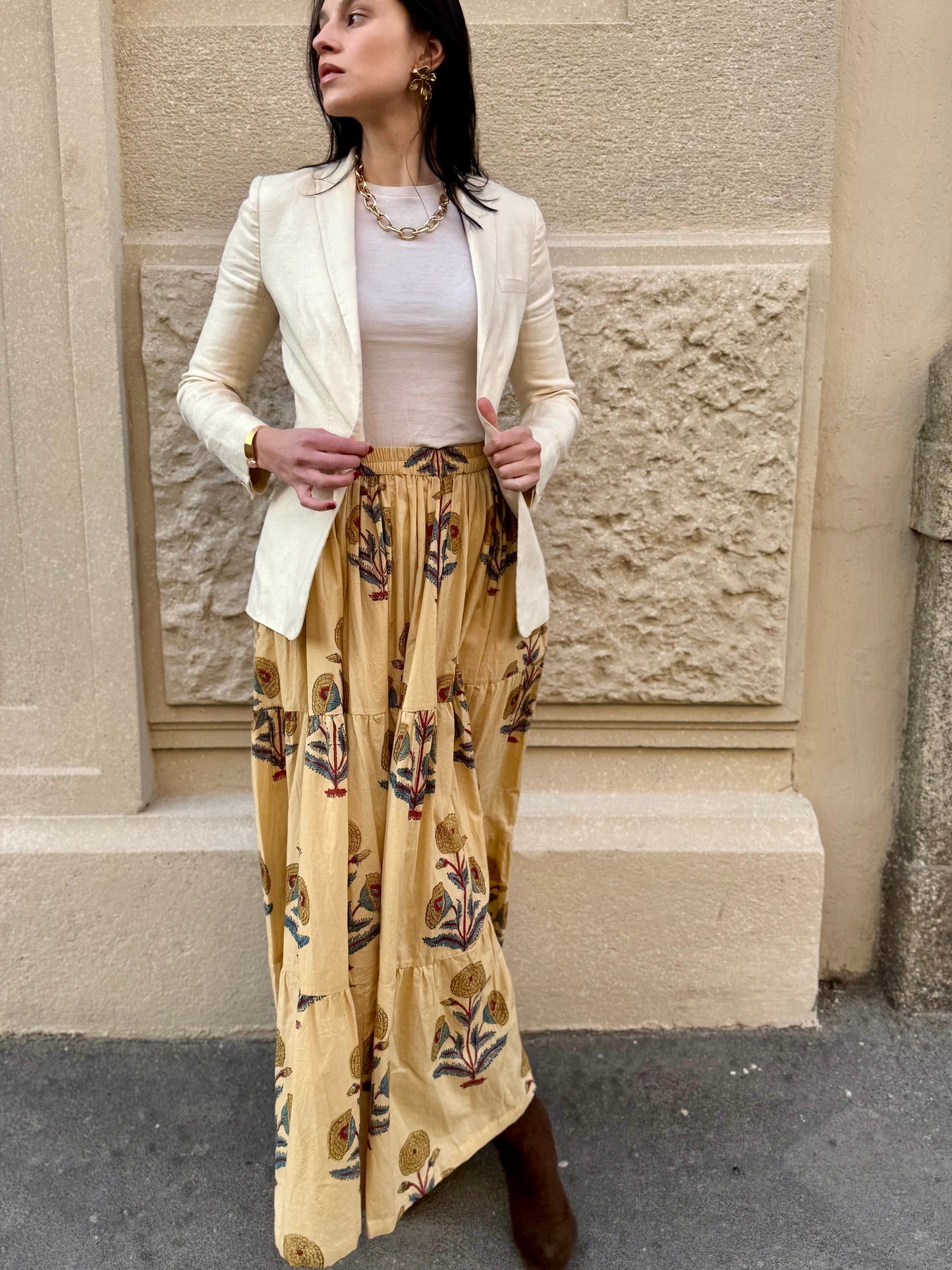 Eve Long Flounced Skirt