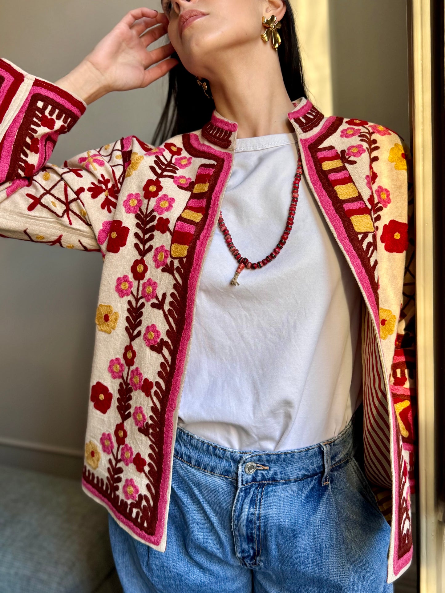 Cotton Bloom Suzani Jacket Embroidered