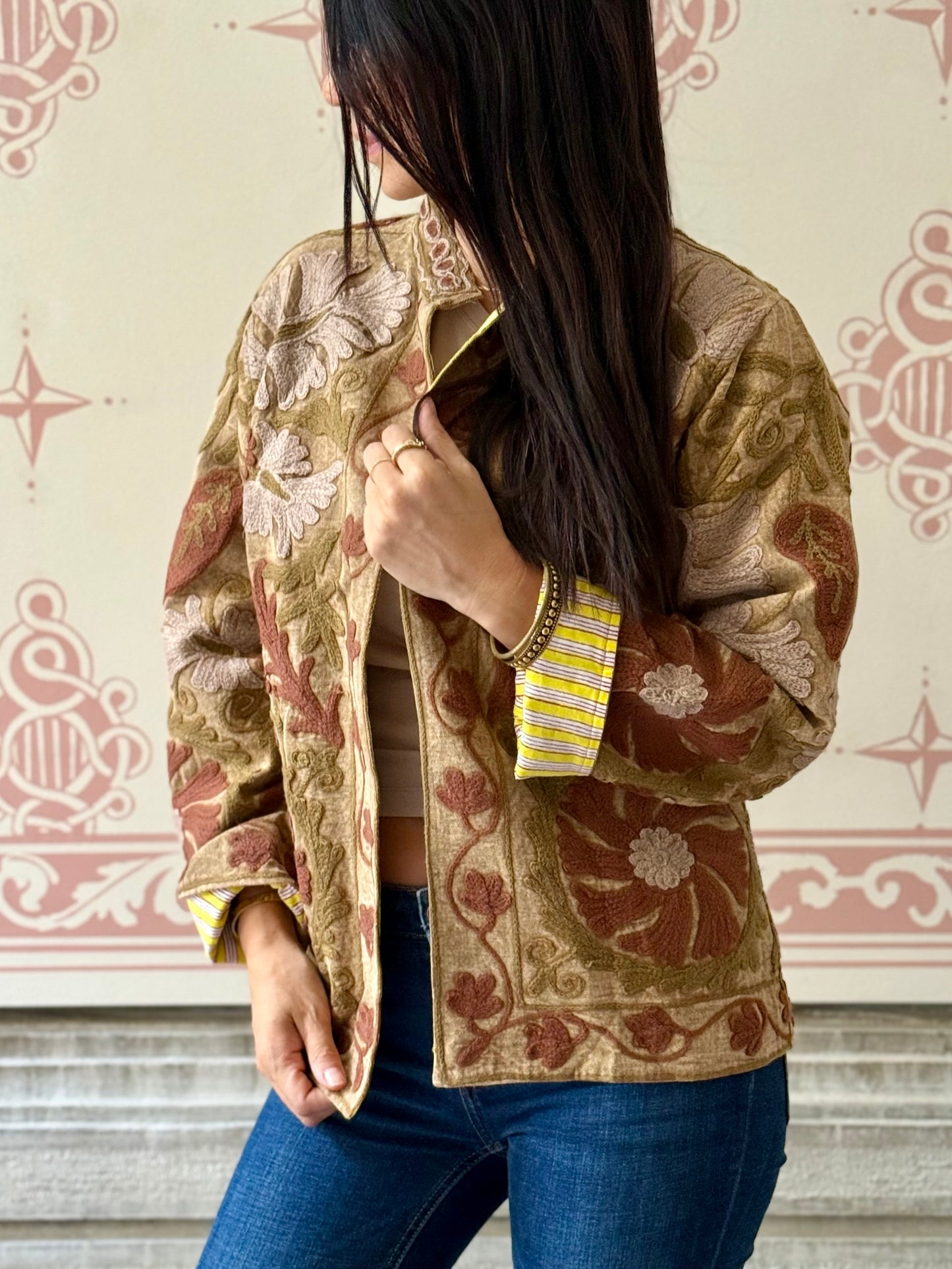 Cotton Suzani Jacket Embroidered Reversible