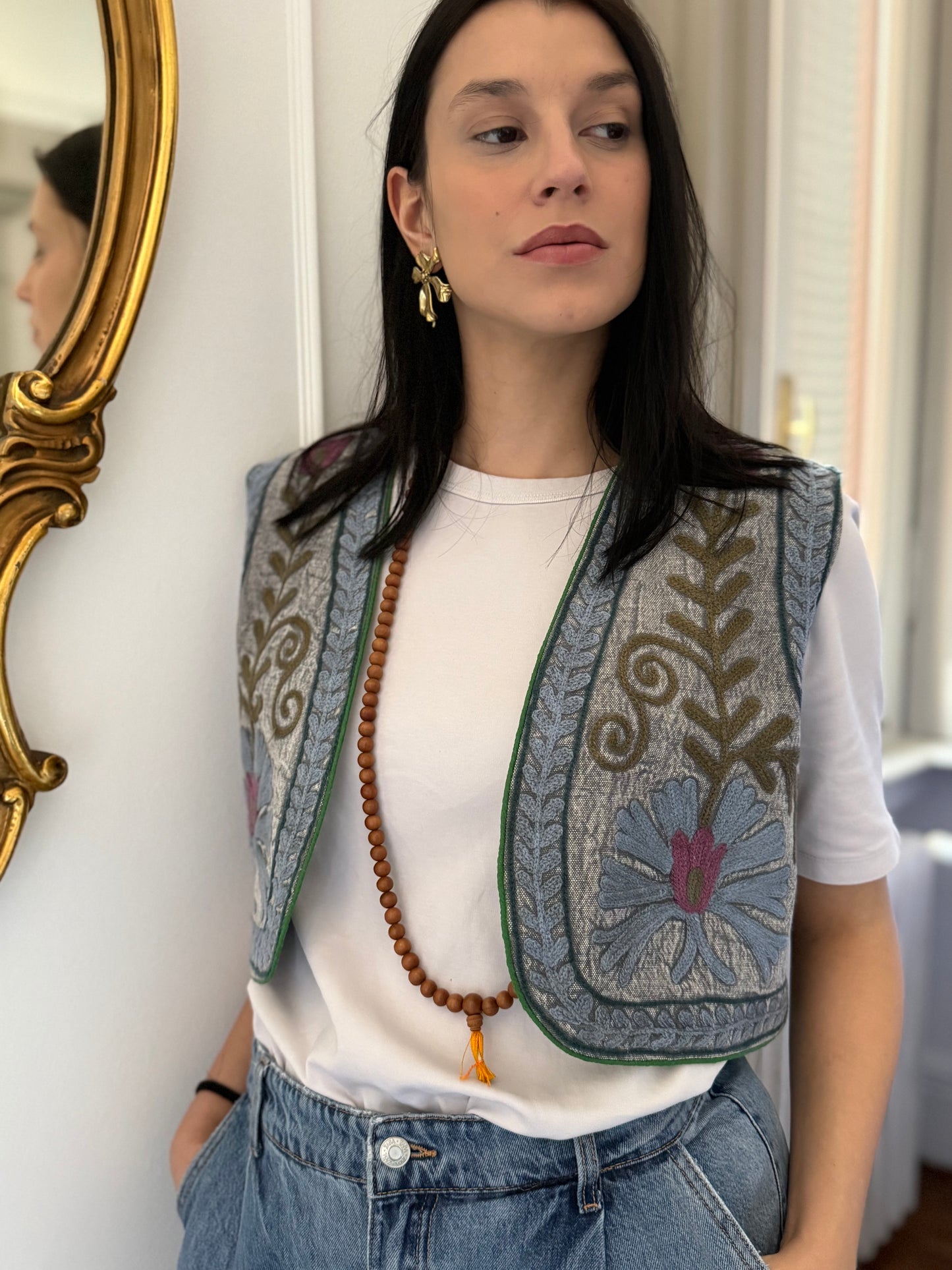 Cotton Boho Embroidered Vest