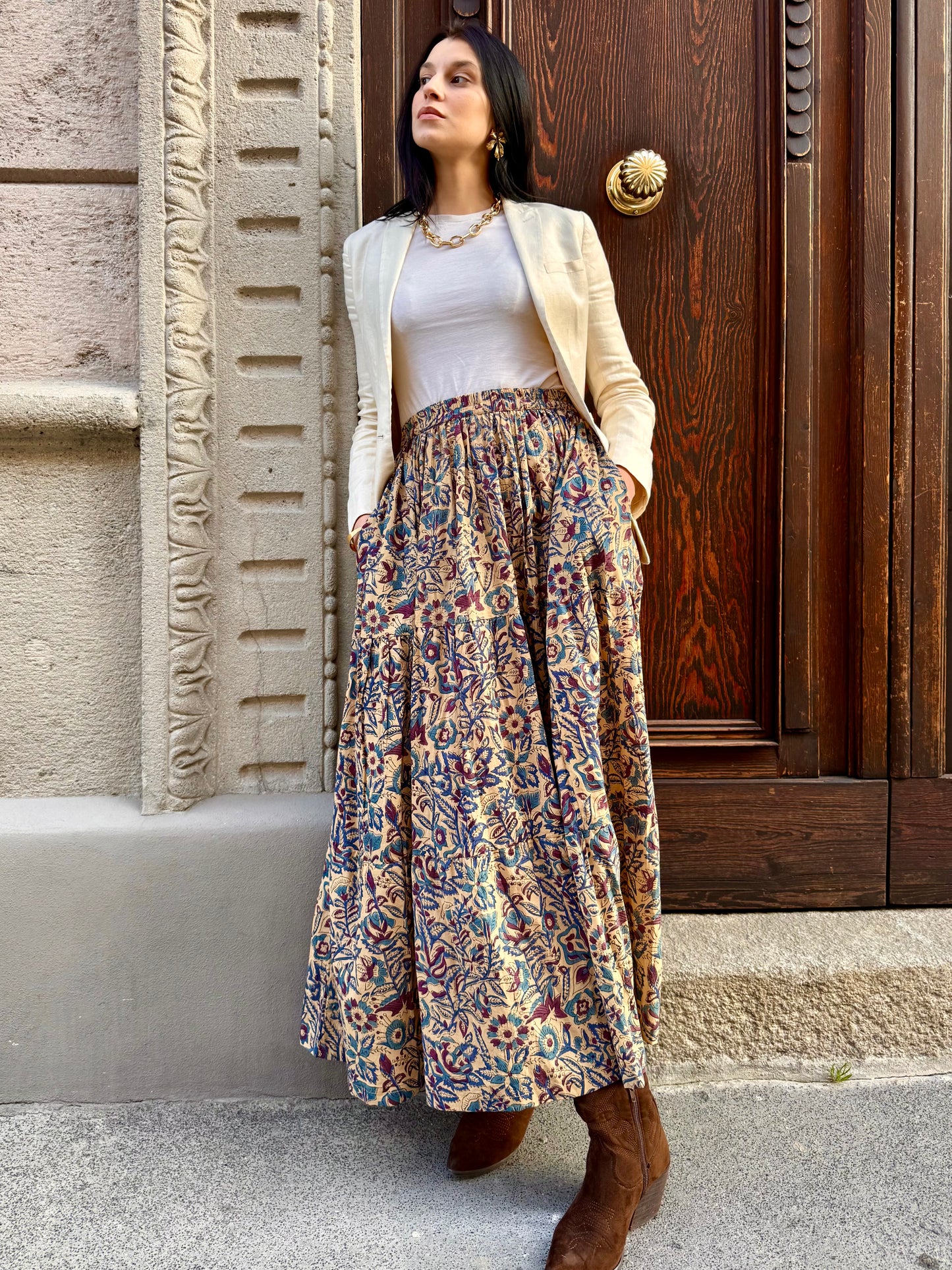 Eve Long Flounced Skirt