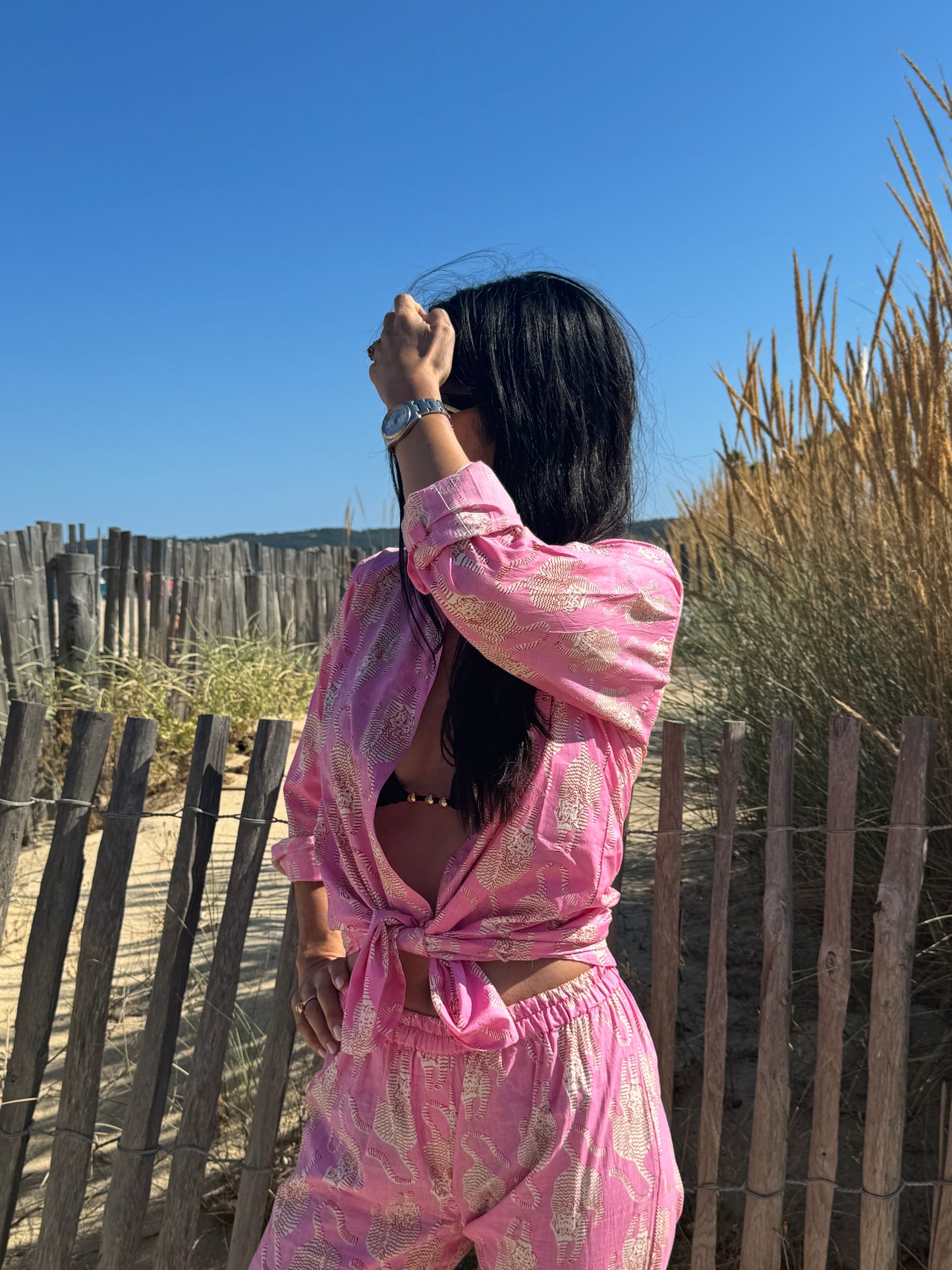 Cotton Shirt - Tibetan Tiger Pink