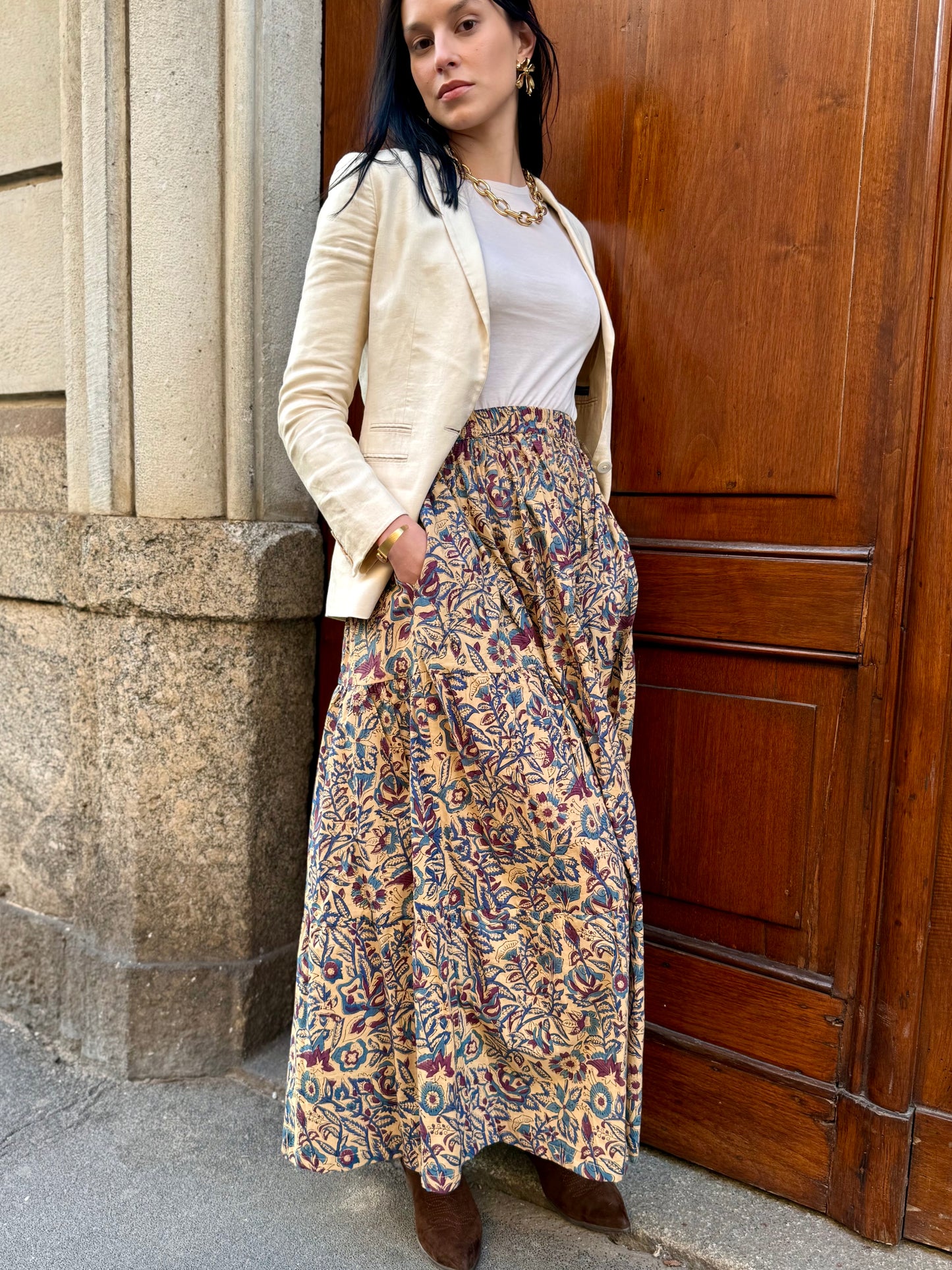 Eve Long Flounced Skirt