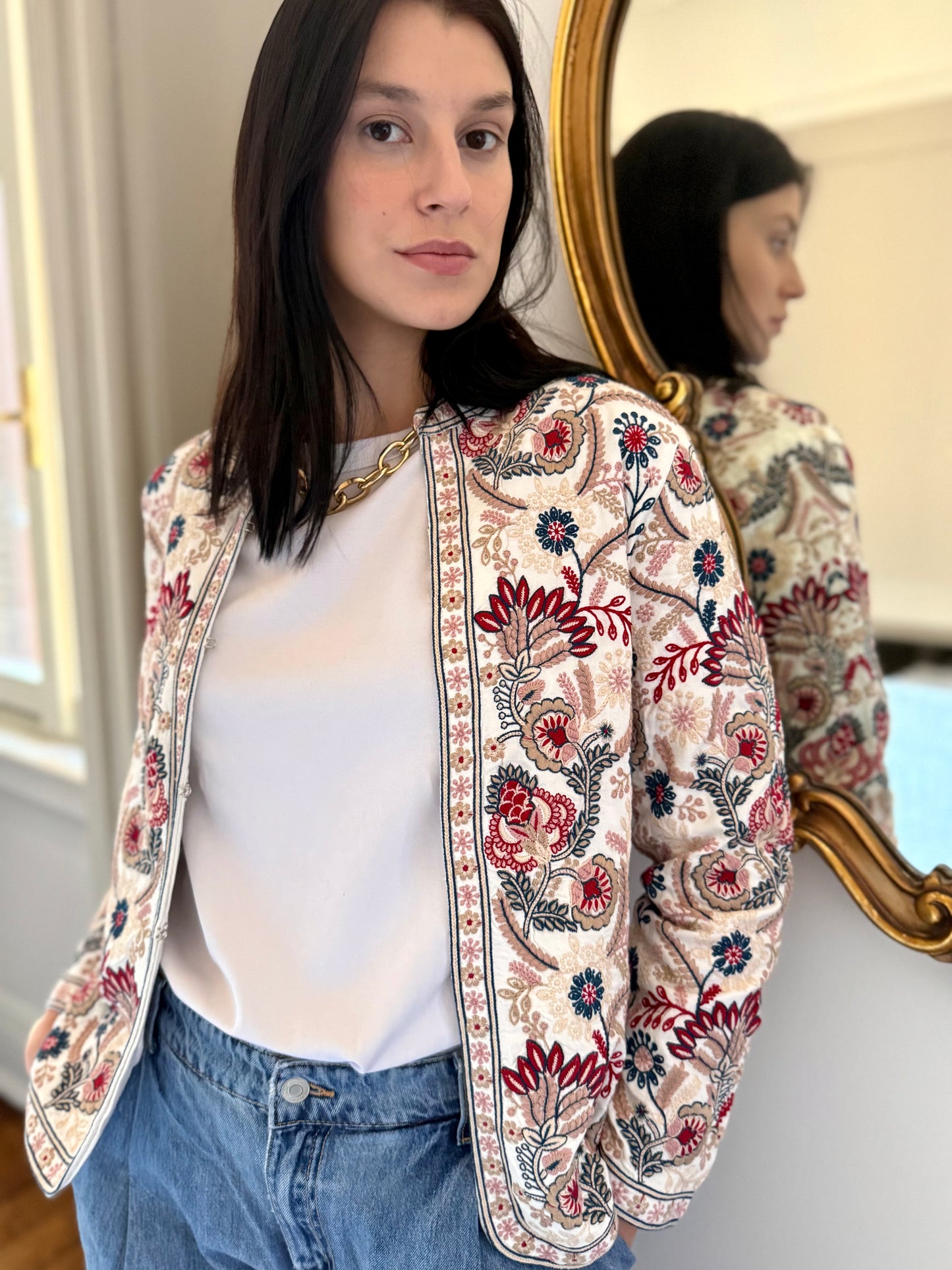 Leila Jacket Embroidered - White