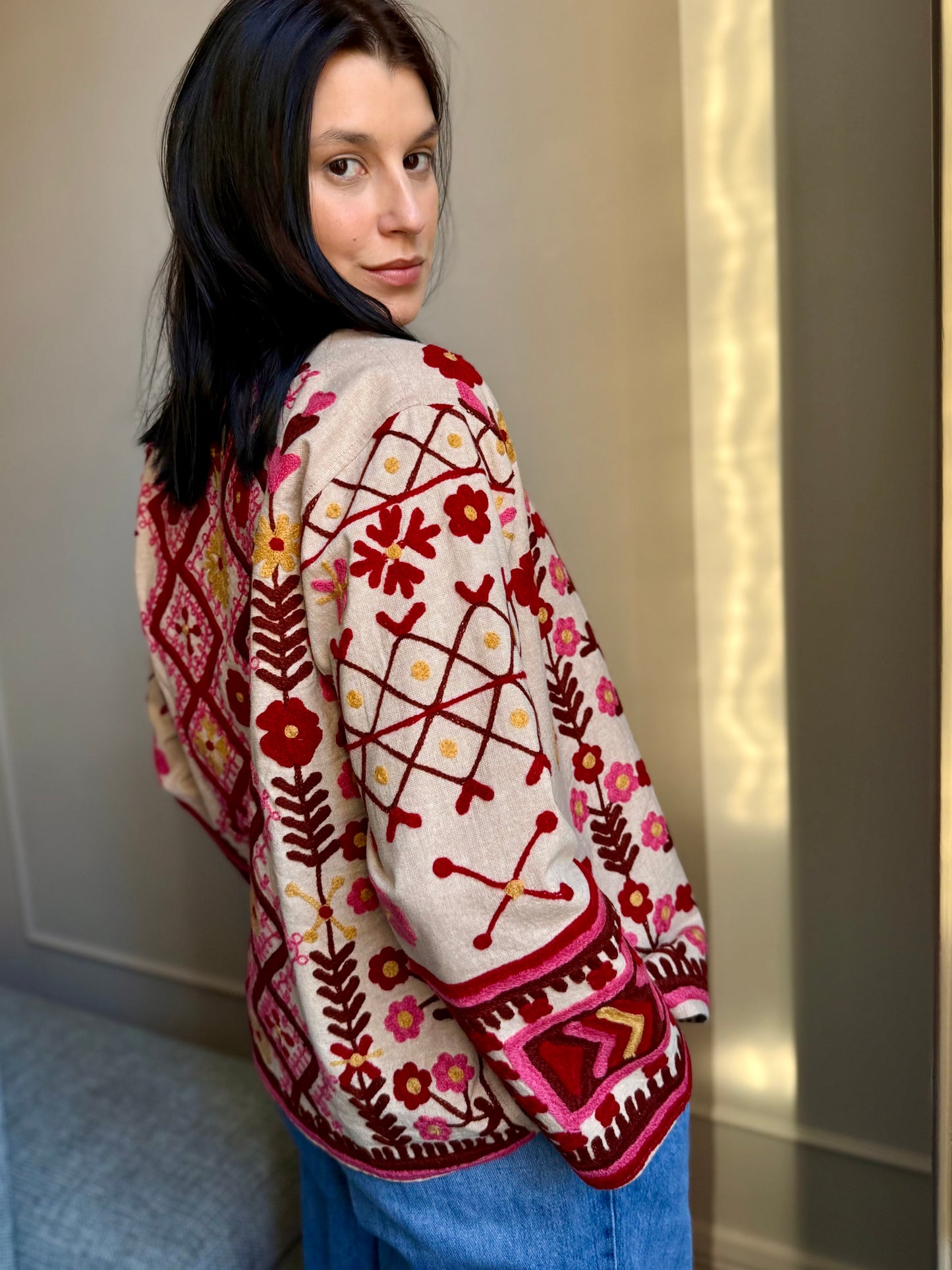 Cotton Bloom Suzani Jacket Embroidered