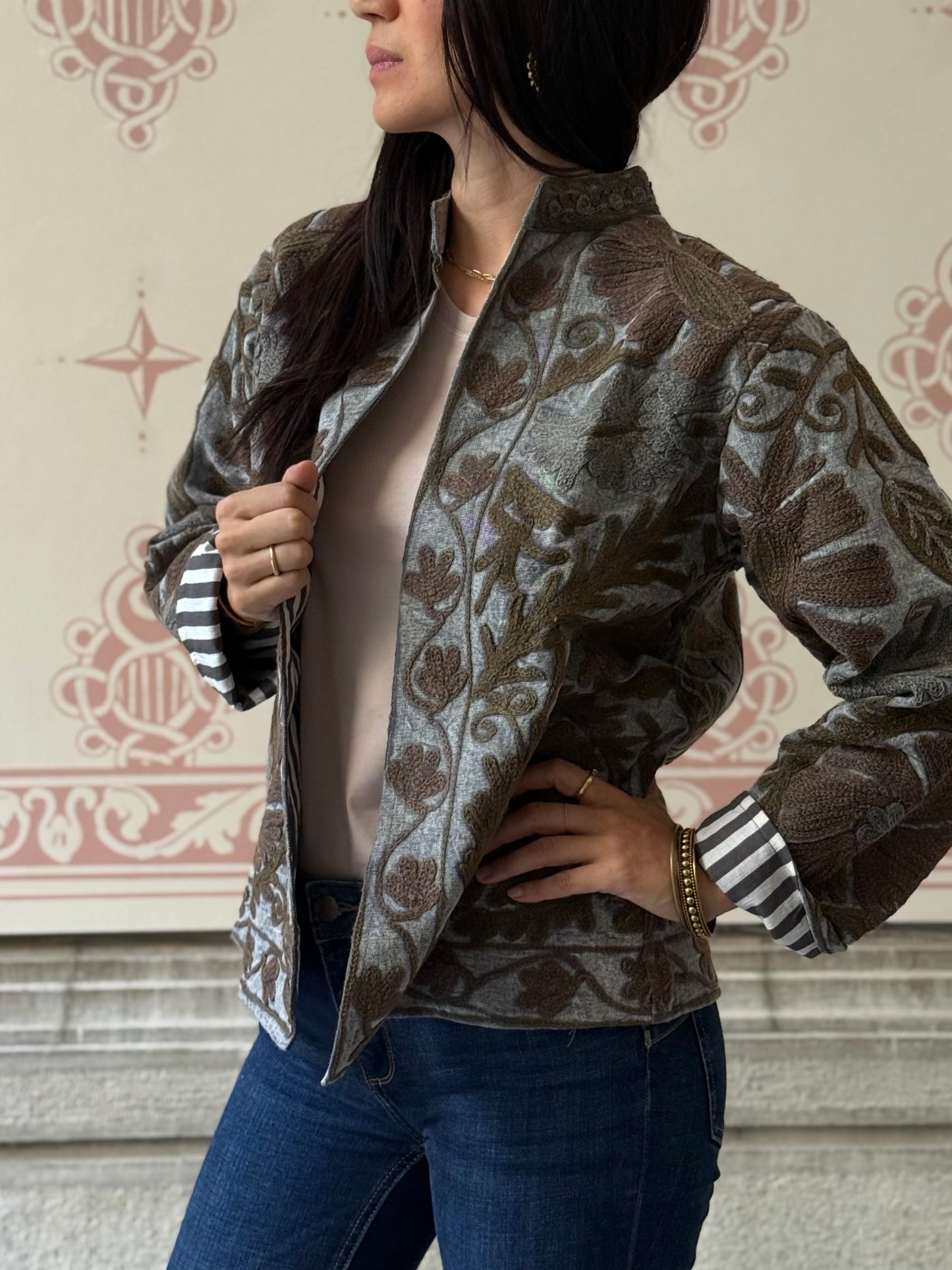 Cotton Suzani Jacket Embroidered Reversible