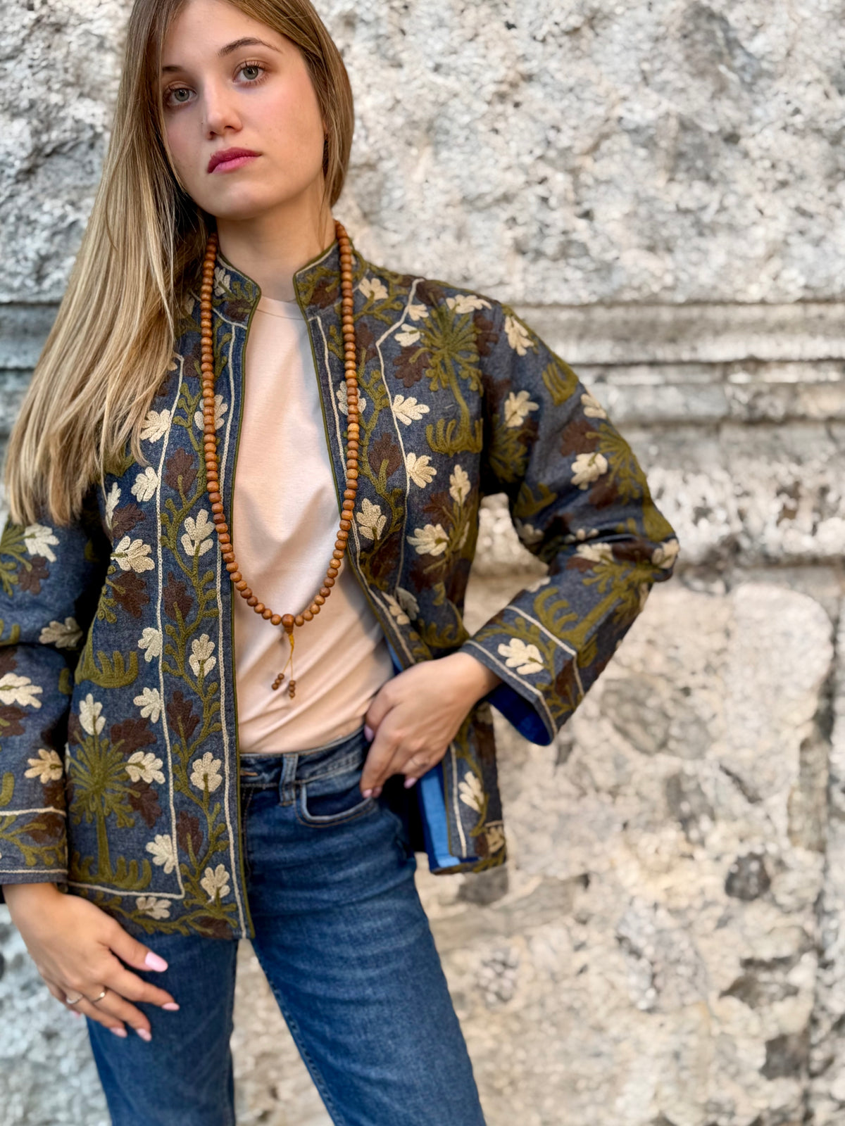 Denim Suzani Jacket Embroidered - limited edition