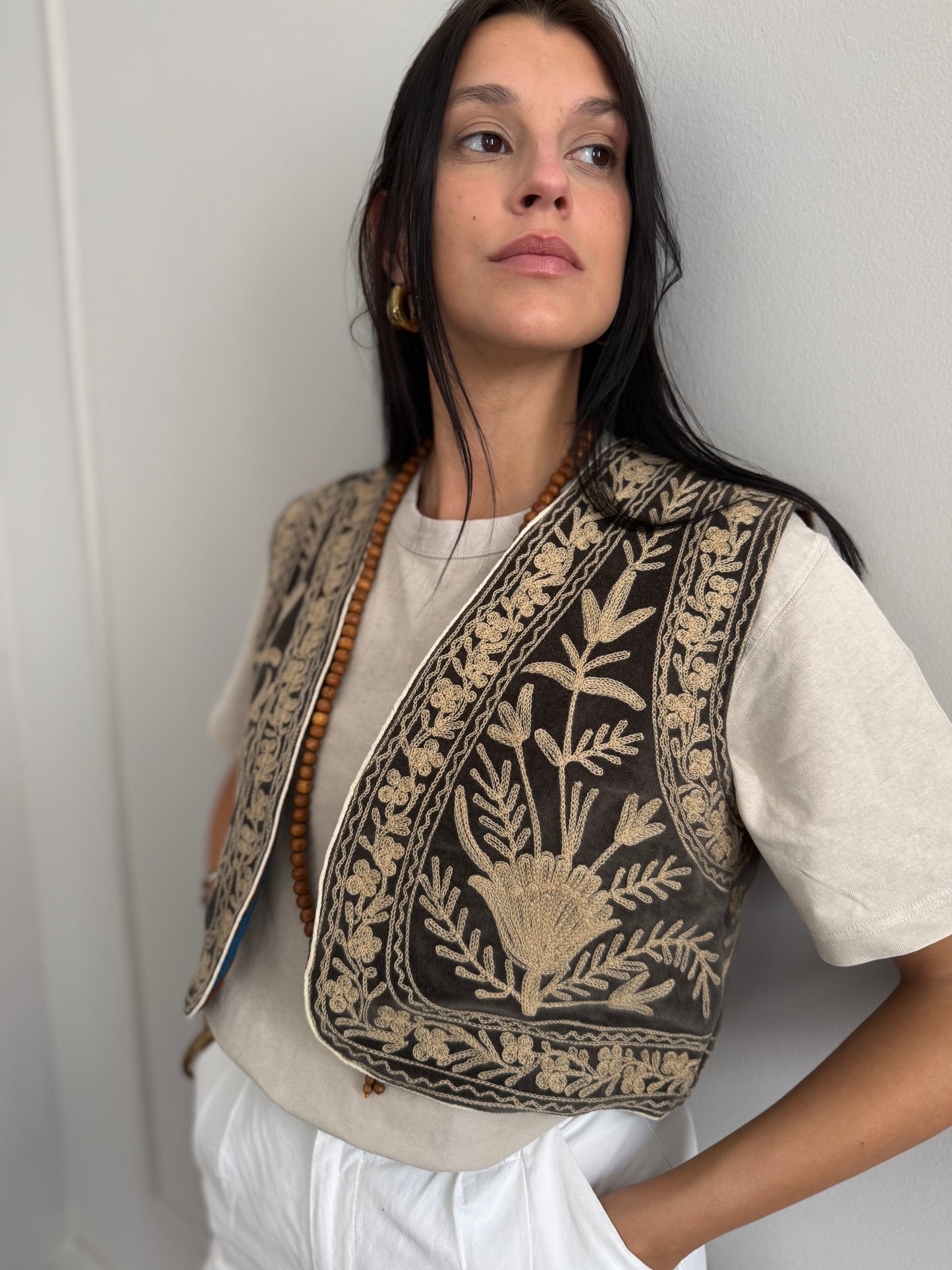 Velvet Boho Embroidered Vest