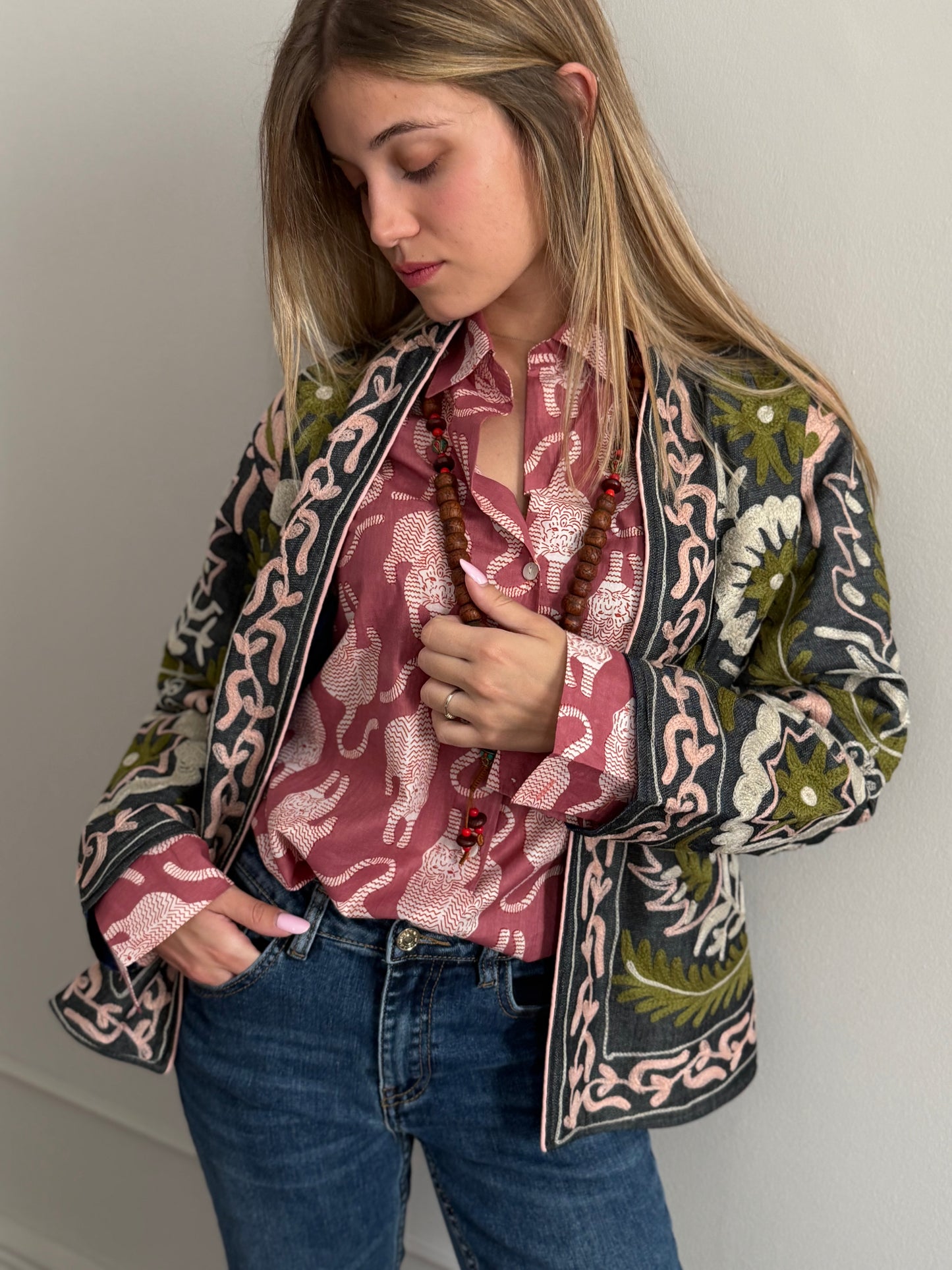 Denim Suzani Jacket Embroidered - limited edition