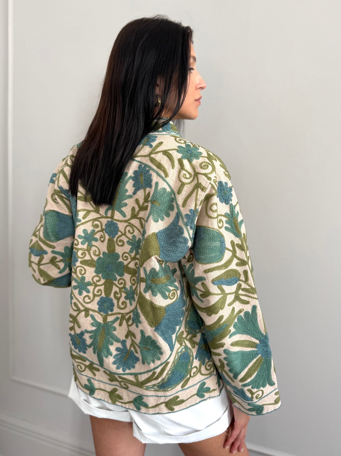 Cotton Linen Suzani Jacket Embroidered