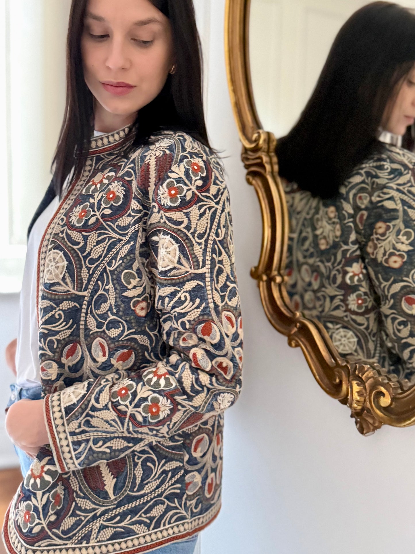 Leila Jacket Embroidered - Denim